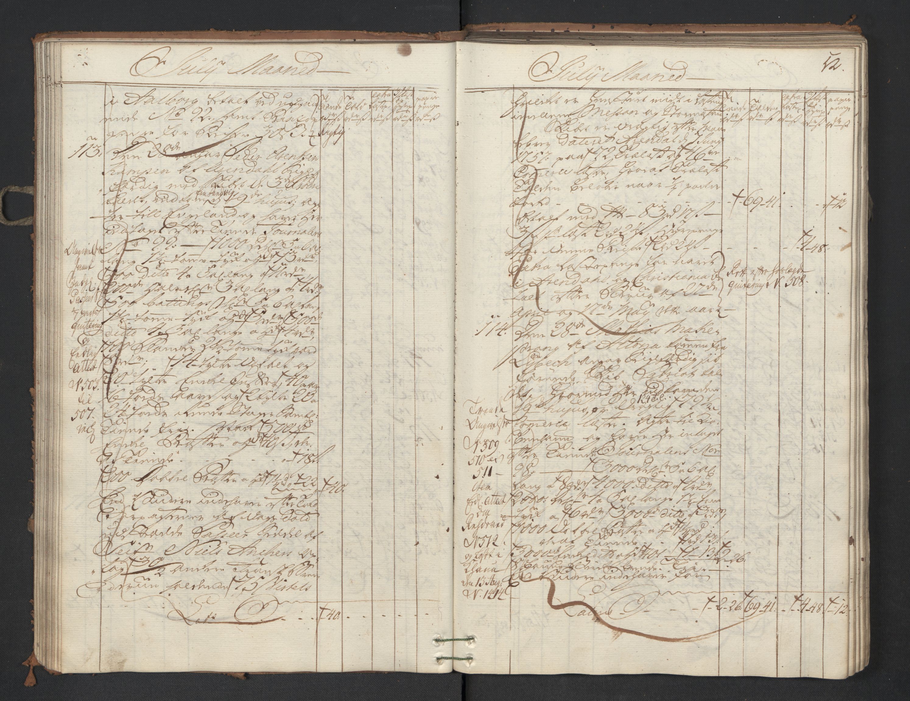 Generaltollkammeret, tollregnskaper, AV/RA-EA-5490/R01/L0047/0001: Tollregnskaper Fredrikshald / Utgående hovedtollbok, 1762, p. 51b-52a