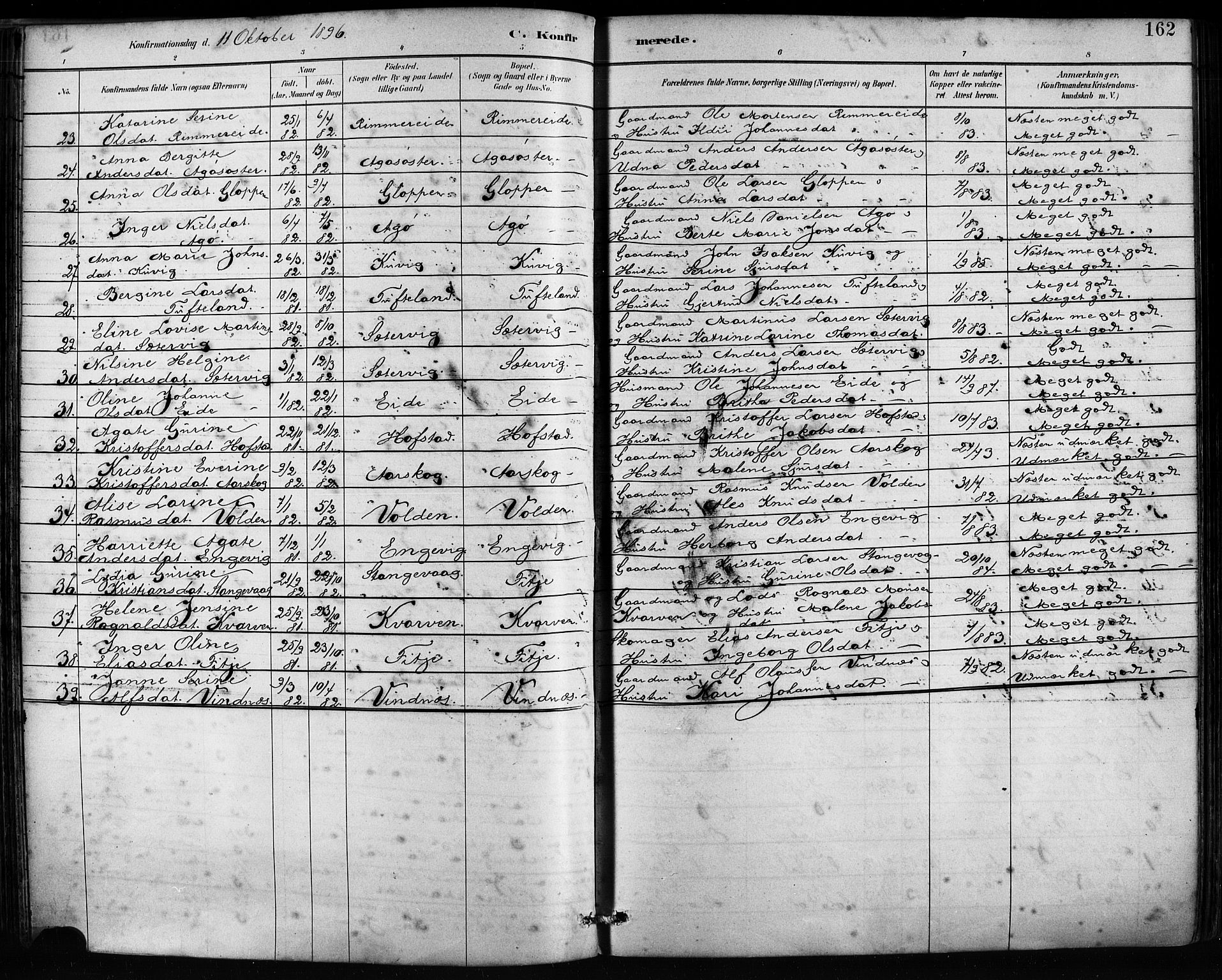 Fitjar sokneprestembete, AV/SAB-A-99926: Parish register (official) no. A 2, 1882-1899, p. 162