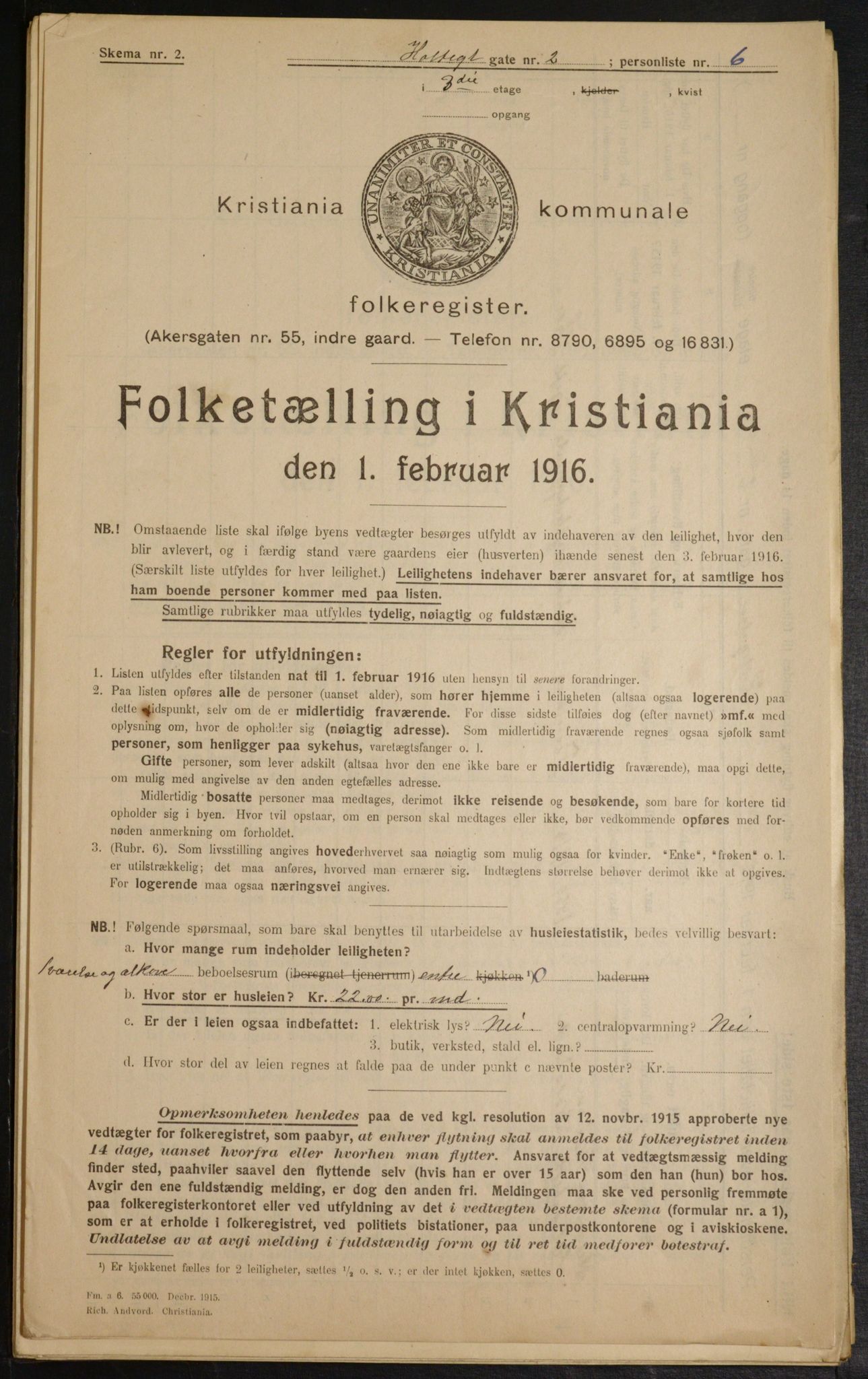 OBA, Municipal Census 1916 for Kristiania, 1916, p. 41789