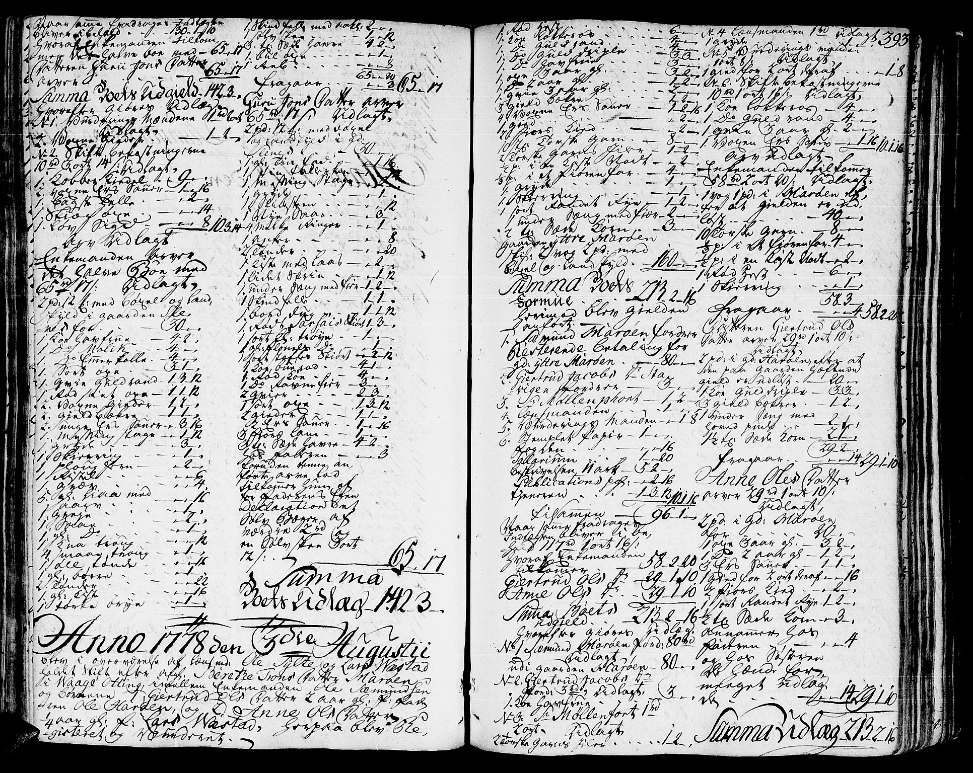 Romsdal sorenskriveri, SAT/A-4149/1/3/3A/L0010: Skifteprotokoll, 1774-1782, p. 392b-393a