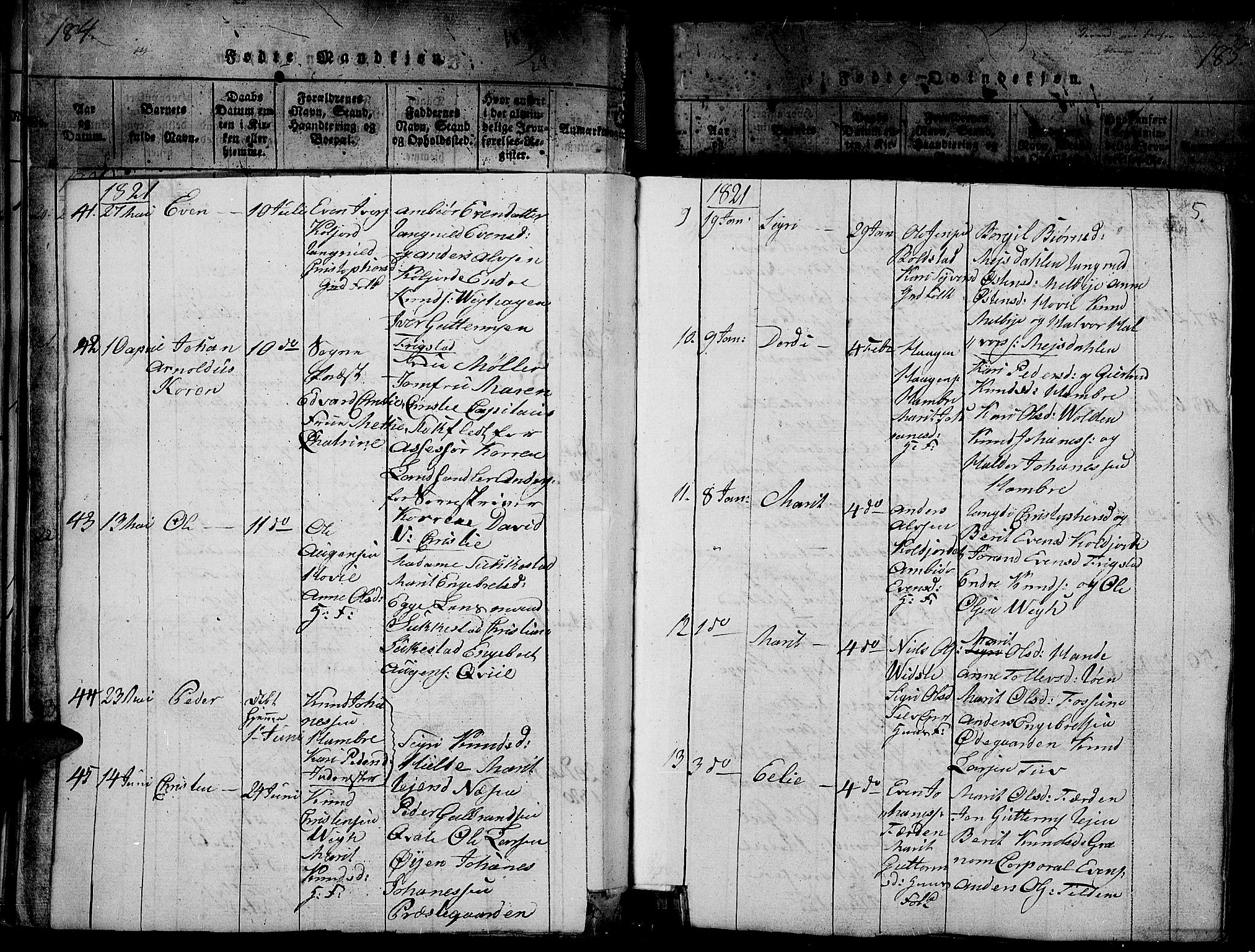 Slidre prestekontor, SAH/PREST-134/H/Ha/Haa/L0002: Parish register (official) no. 2, 1814-1830, p. 184e