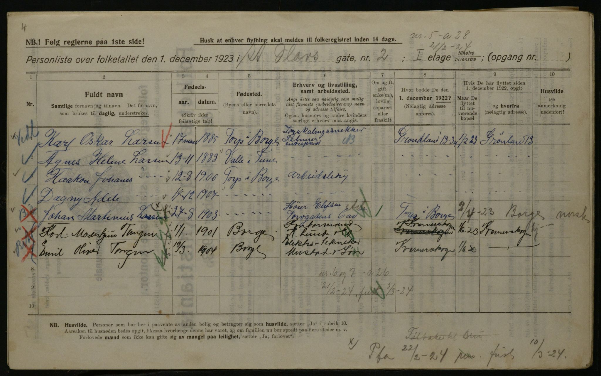 OBA, Municipal Census 1923 for Kristiania, 1923, p. 97257