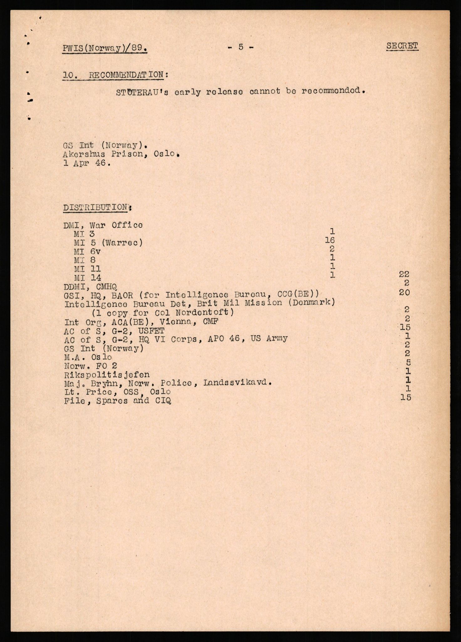 Forsvaret, Forsvarets overkommando II, RA/RAFA-3915/D/Db/L0033: CI Questionaires. Tyske okkupasjonsstyrker i Norge. Tyskere., 1945-1946, p. 313