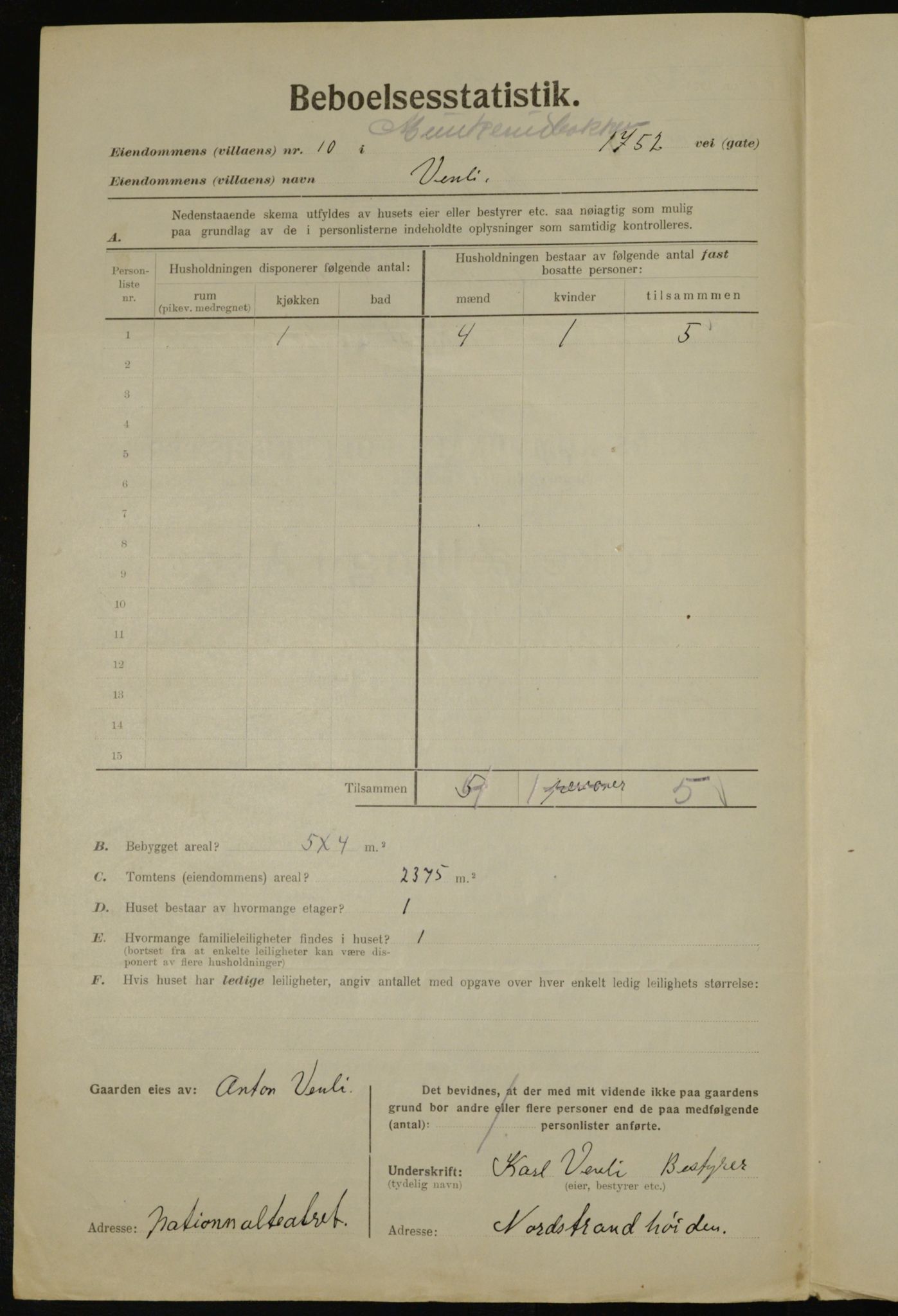 , Municipal Census 1923 for Aker, 1923, p. 42278