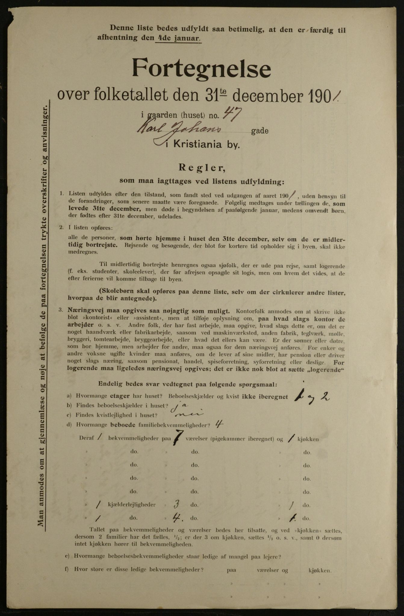 OBA, Municipal Census 1901 for Kristiania, 1901, p. 7647