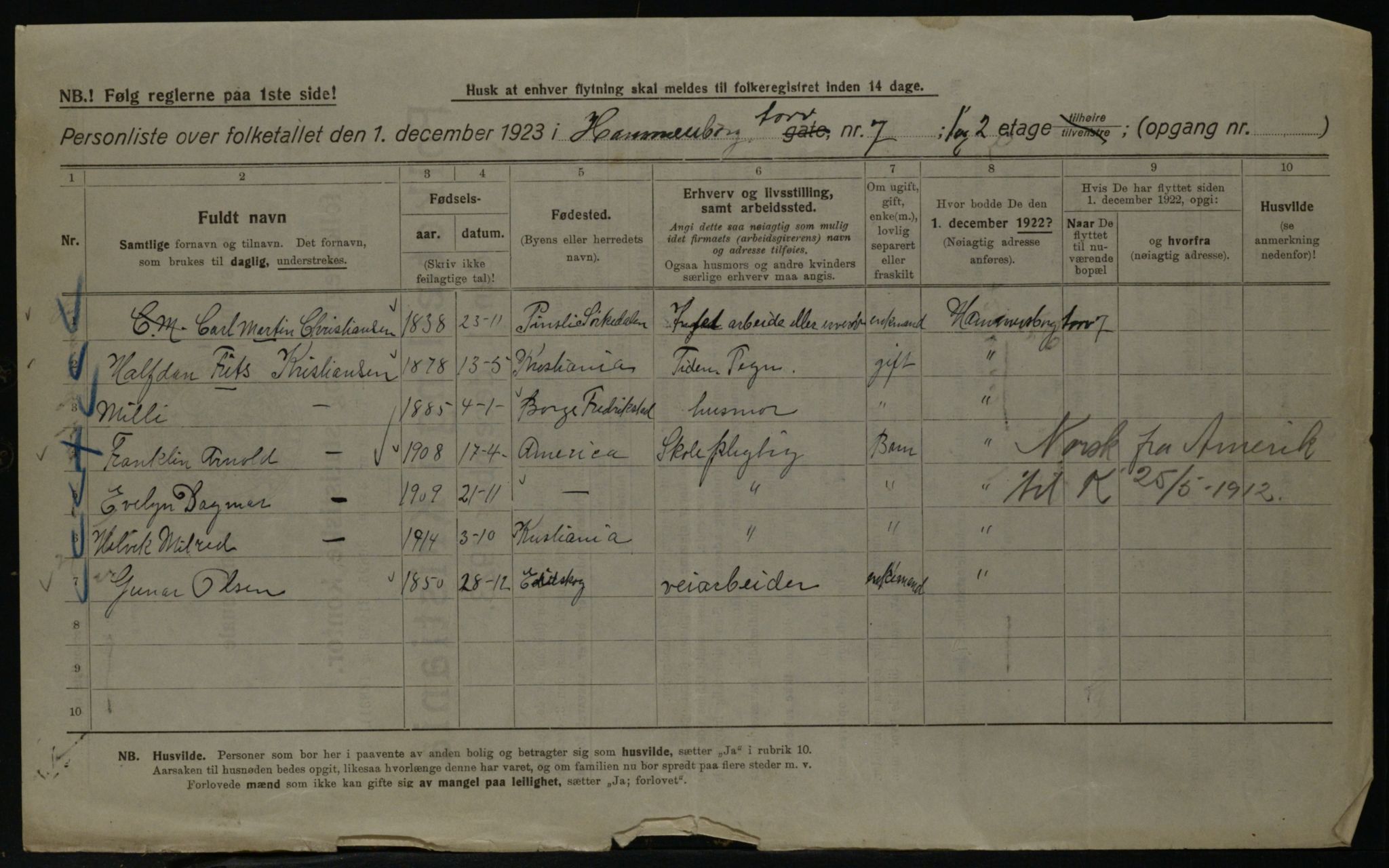 OBA, Municipal Census 1923 for Kristiania, 1923, p. 38643