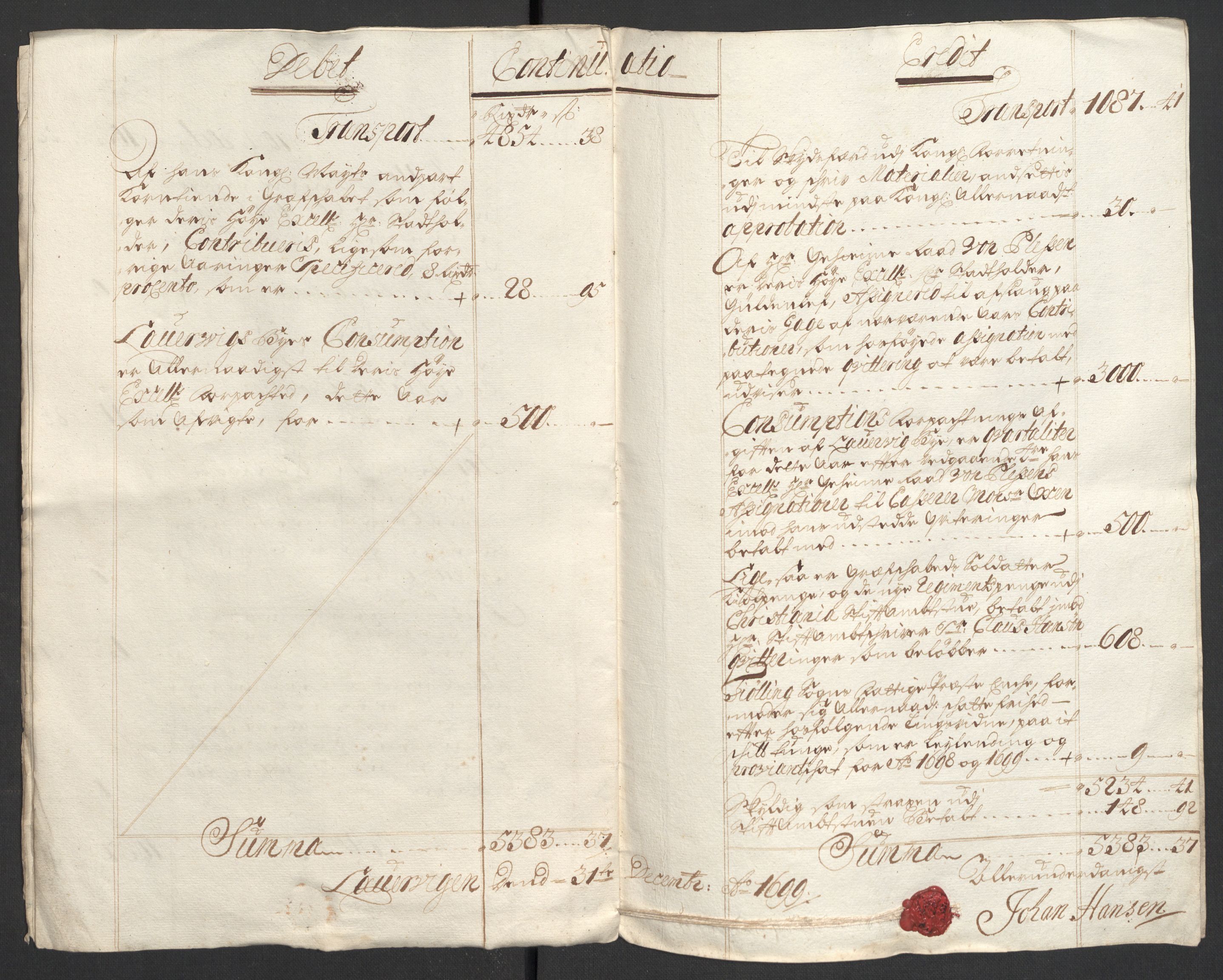 Rentekammeret inntil 1814, Reviderte regnskaper, Fogderegnskap, RA/EA-4092/R33/L1976: Fogderegnskap Larvik grevskap, 1698-1701, p. 100