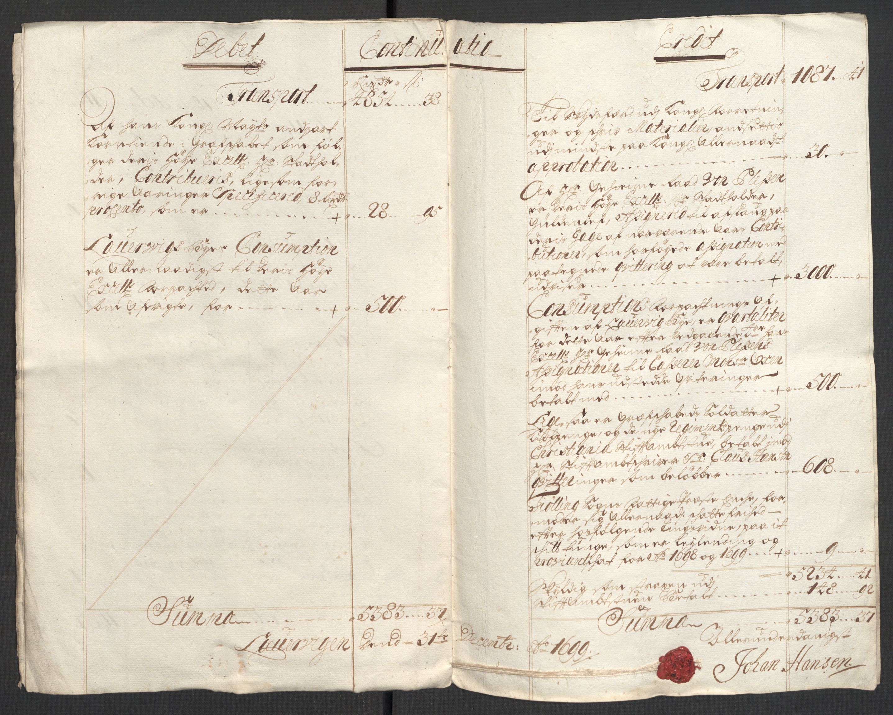 Rentekammeret inntil 1814, Reviderte regnskaper, Fogderegnskap, AV/RA-EA-4092/R33/L1976: Fogderegnskap Larvik grevskap, 1698-1701, p. 100