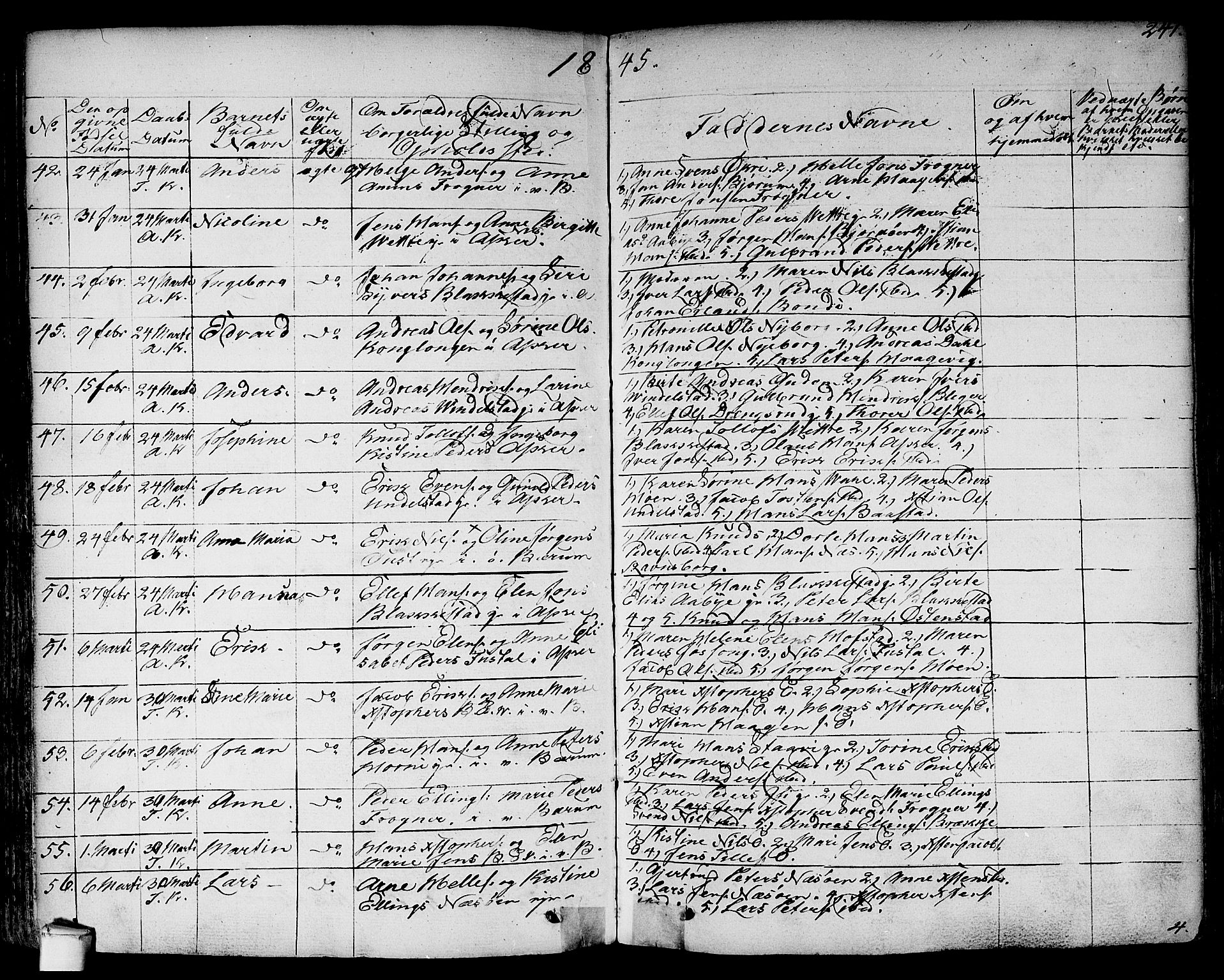 Asker prestekontor Kirkebøker, SAO/A-10256a/F/Fa/L0007: Parish register (official) no. I 7, 1825-1864, p. 241