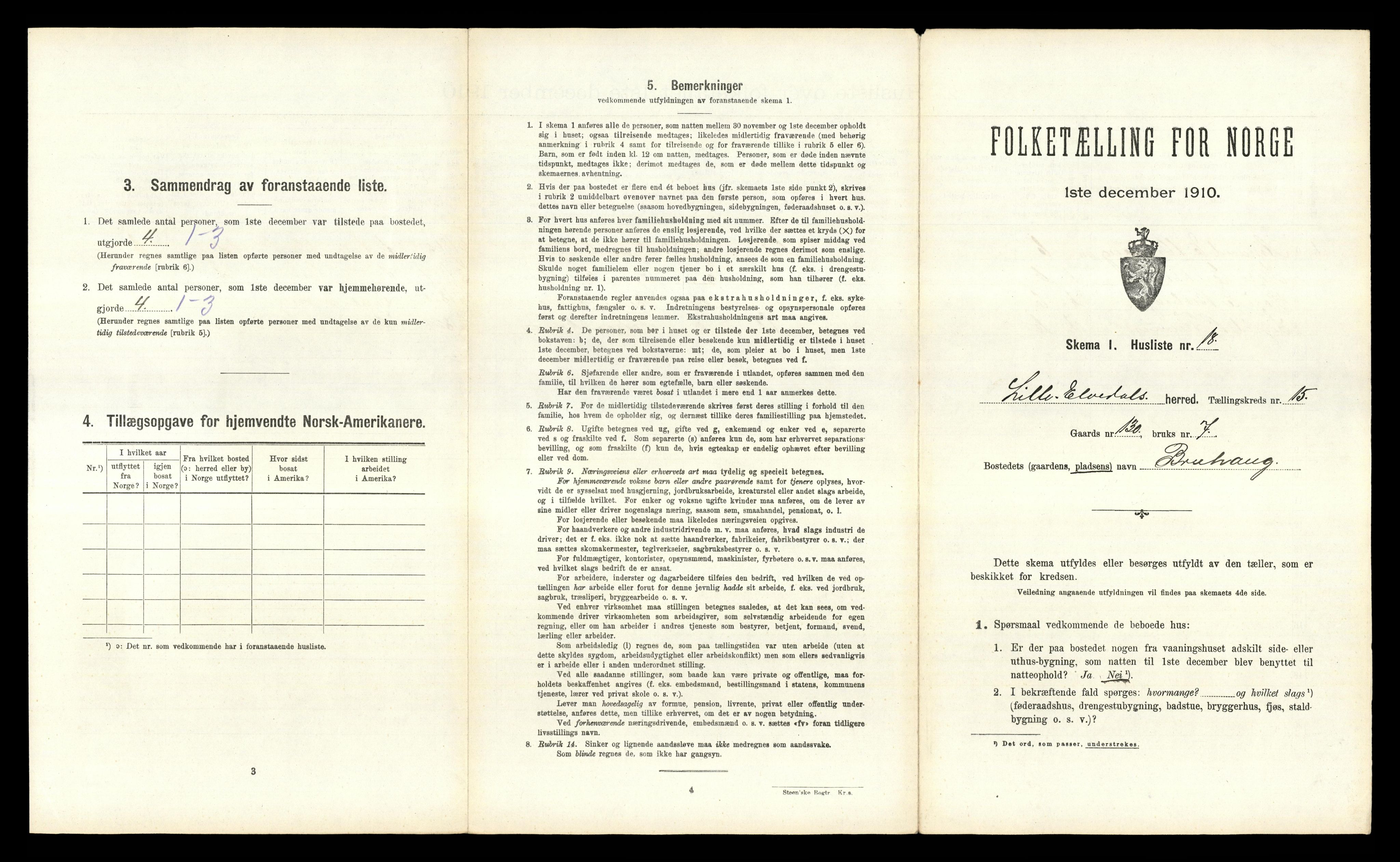 RA, 1910 census for Lille Elvedalen, 1910, p. 1251