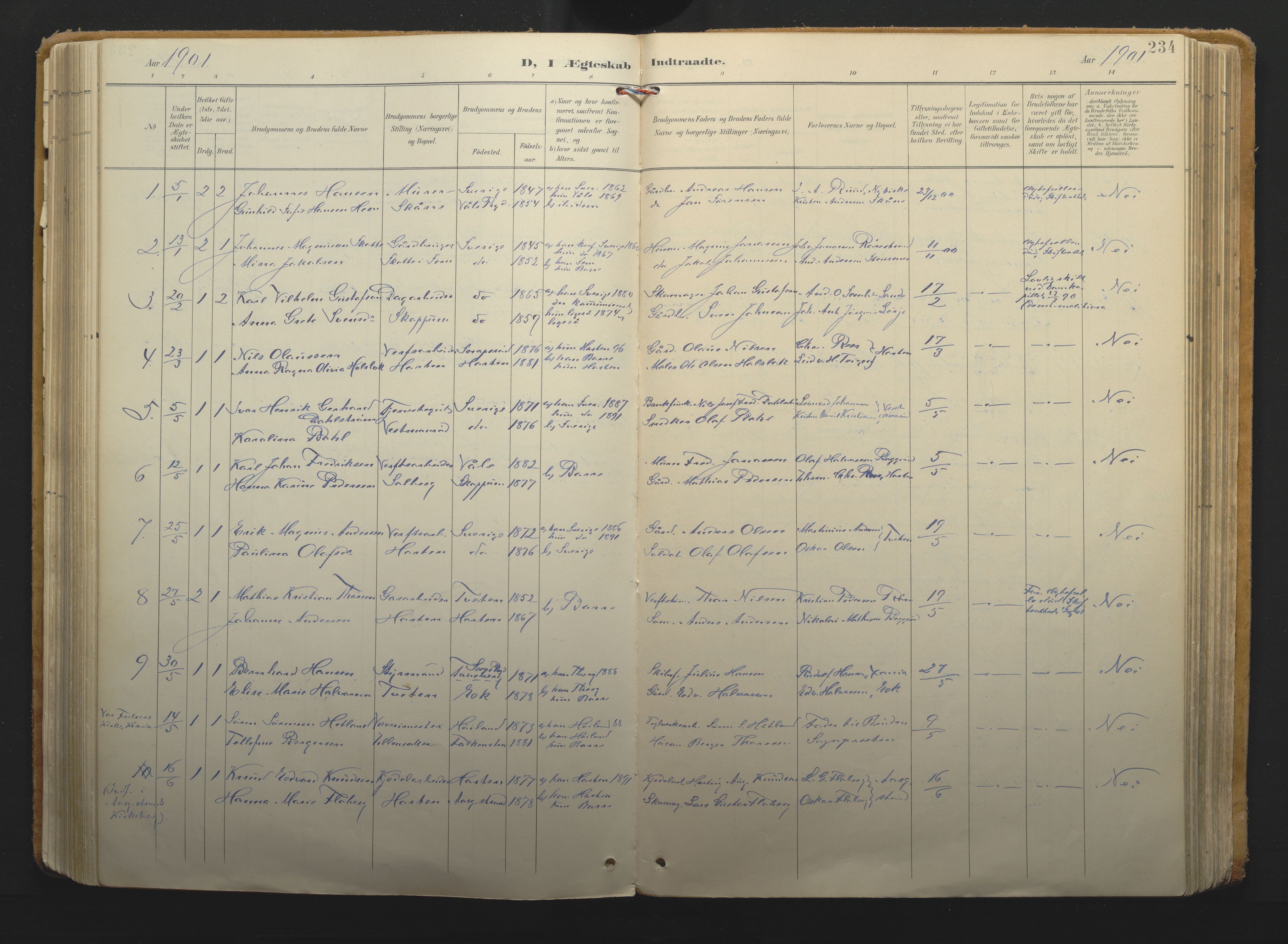 Borre kirkebøker, AV/SAKO-A-338/F/Fa/L0011: Parish register (official) no. I 11, 1897-1921, p. 234