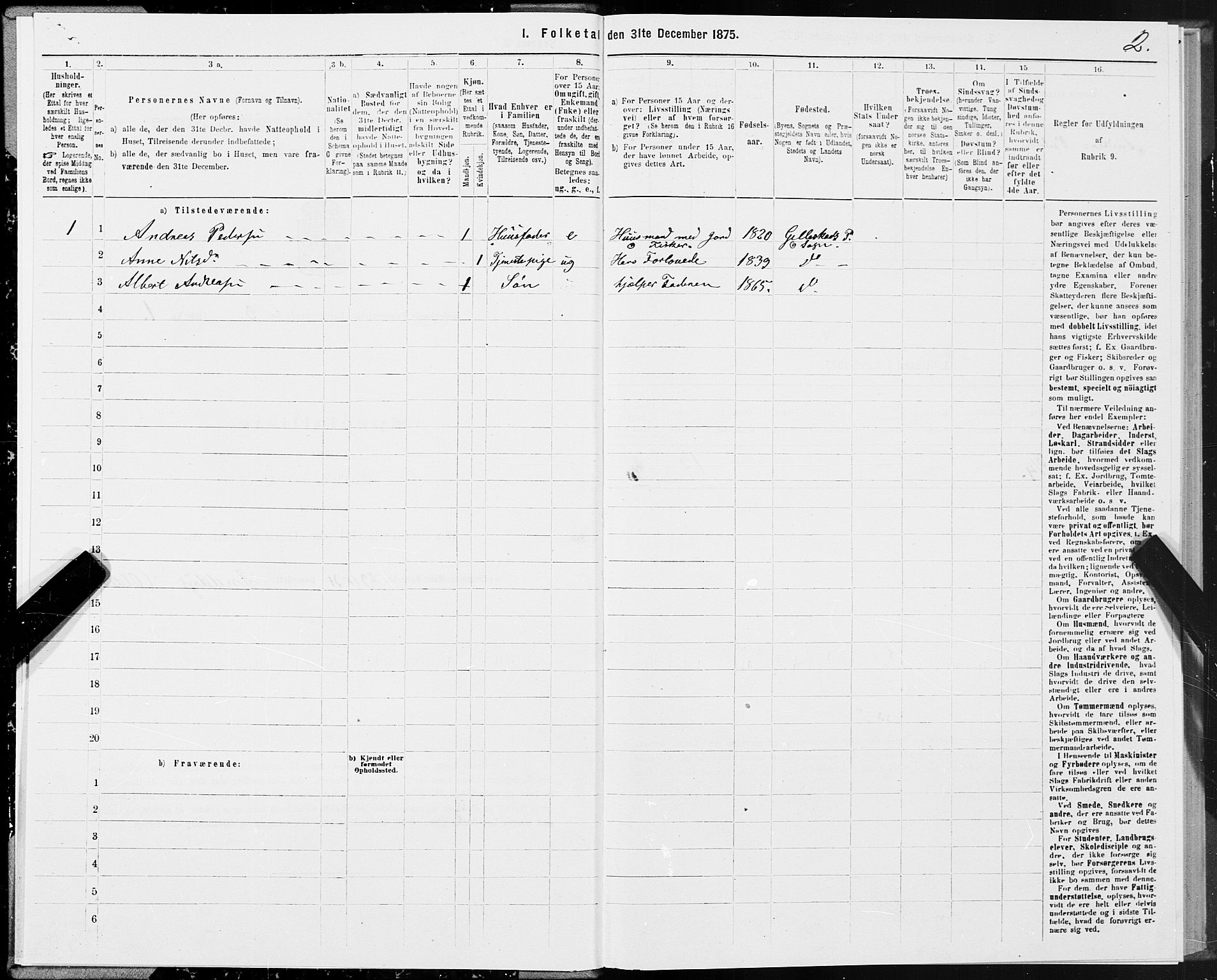 SAT, 1875 census for 1838P Gildeskål, 1875, p. 2002