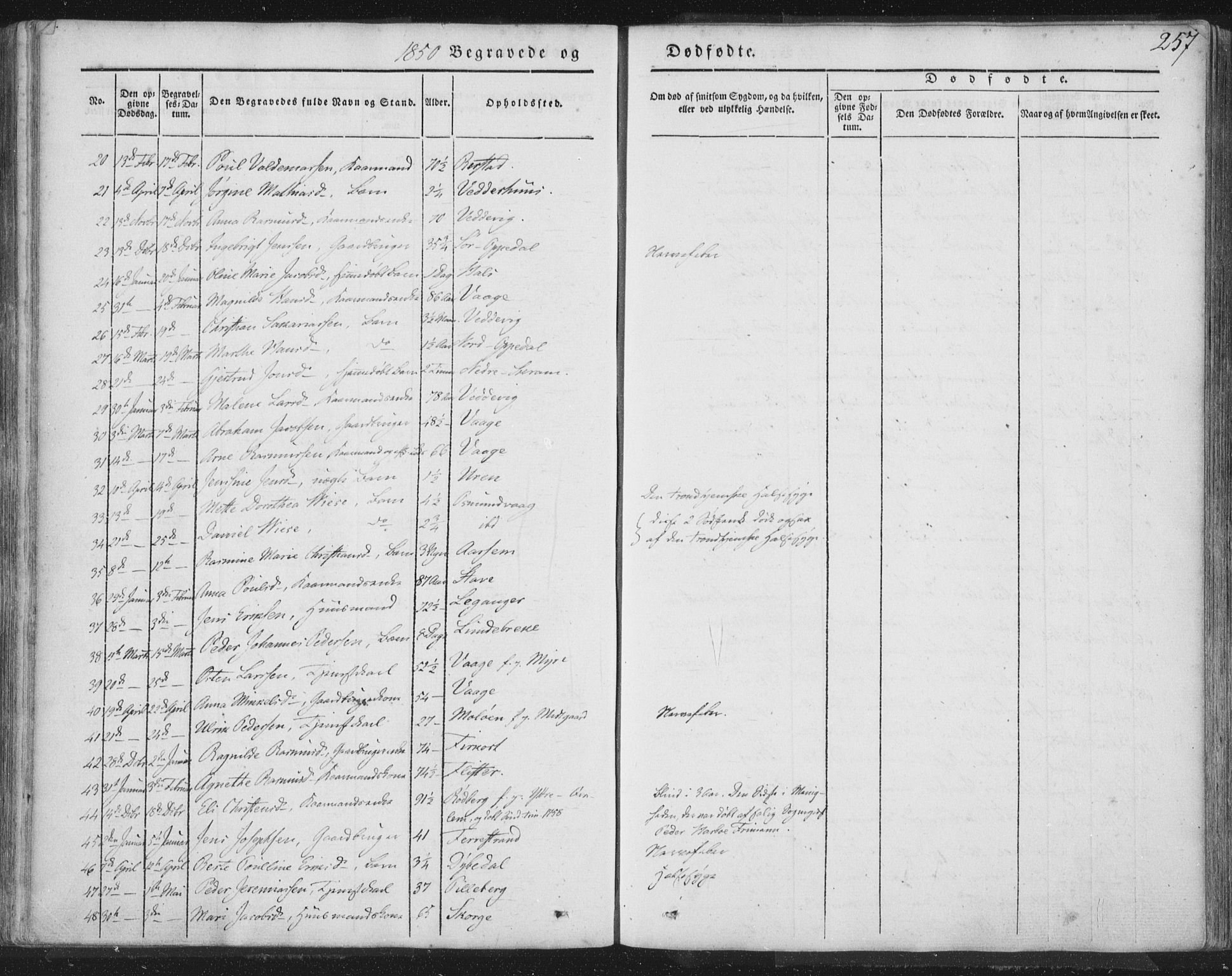 Selje sokneprestembete, SAB/A-99938/H/Ha/Haa/Haaa: Parish register (official) no. A 10, 1844-1858, p. 257