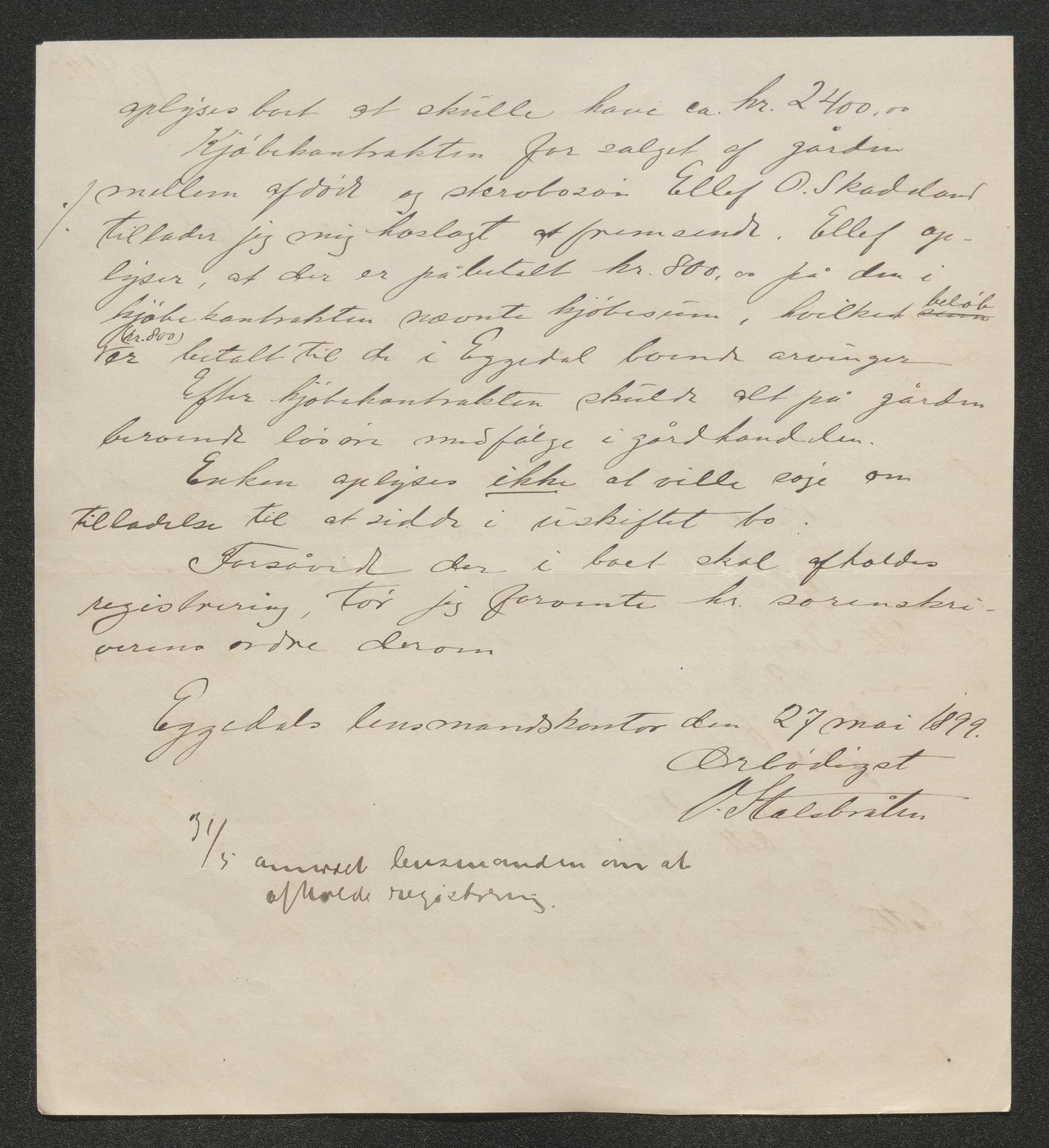 Eiker, Modum og Sigdal sorenskriveri, SAKO/A-123/H/Ha/Hab/L0026: Dødsfallsmeldinger, 1899, p. 497