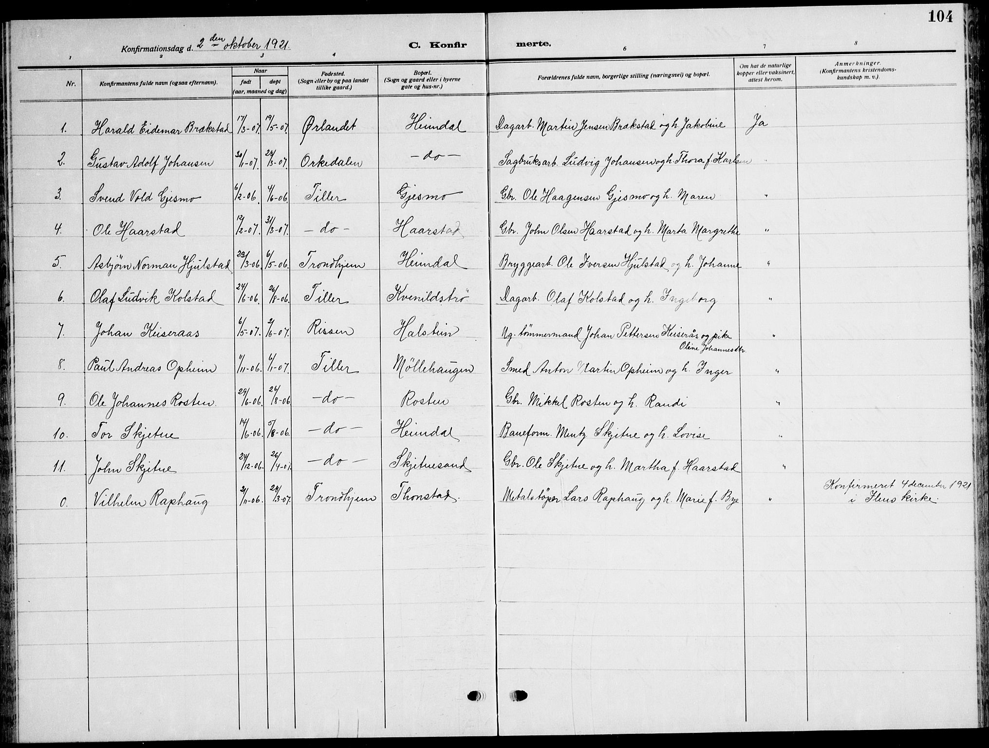 Ministerialprotokoller, klokkerbøker og fødselsregistre - Sør-Trøndelag, SAT/A-1456/621/L0462: Parish register (copy) no. 621C05, 1915-1945, p. 104