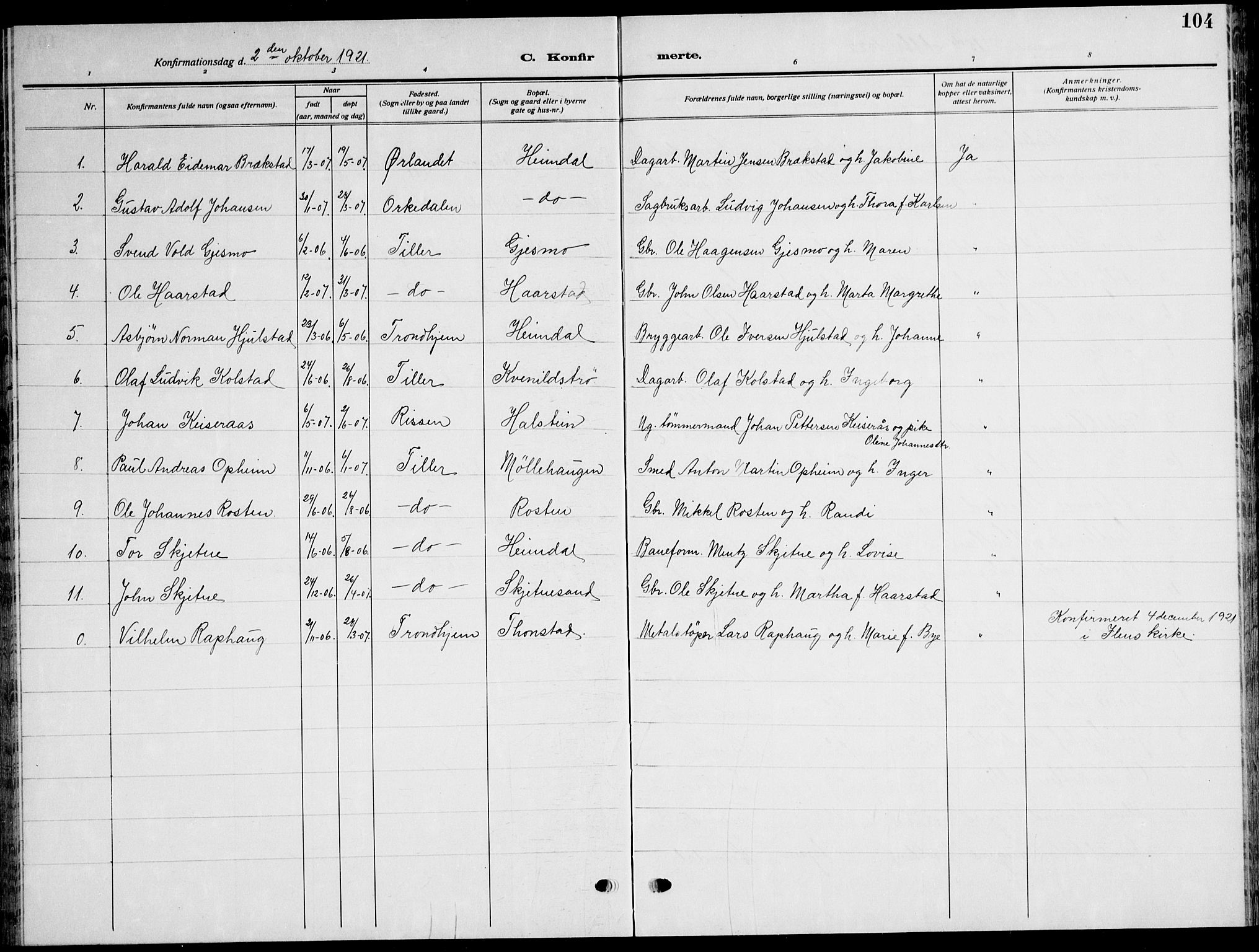 Ministerialprotokoller, klokkerbøker og fødselsregistre - Sør-Trøndelag, AV/SAT-A-1456/621/L0462: Parish register (copy) no. 621C05, 1915-1945, p. 104