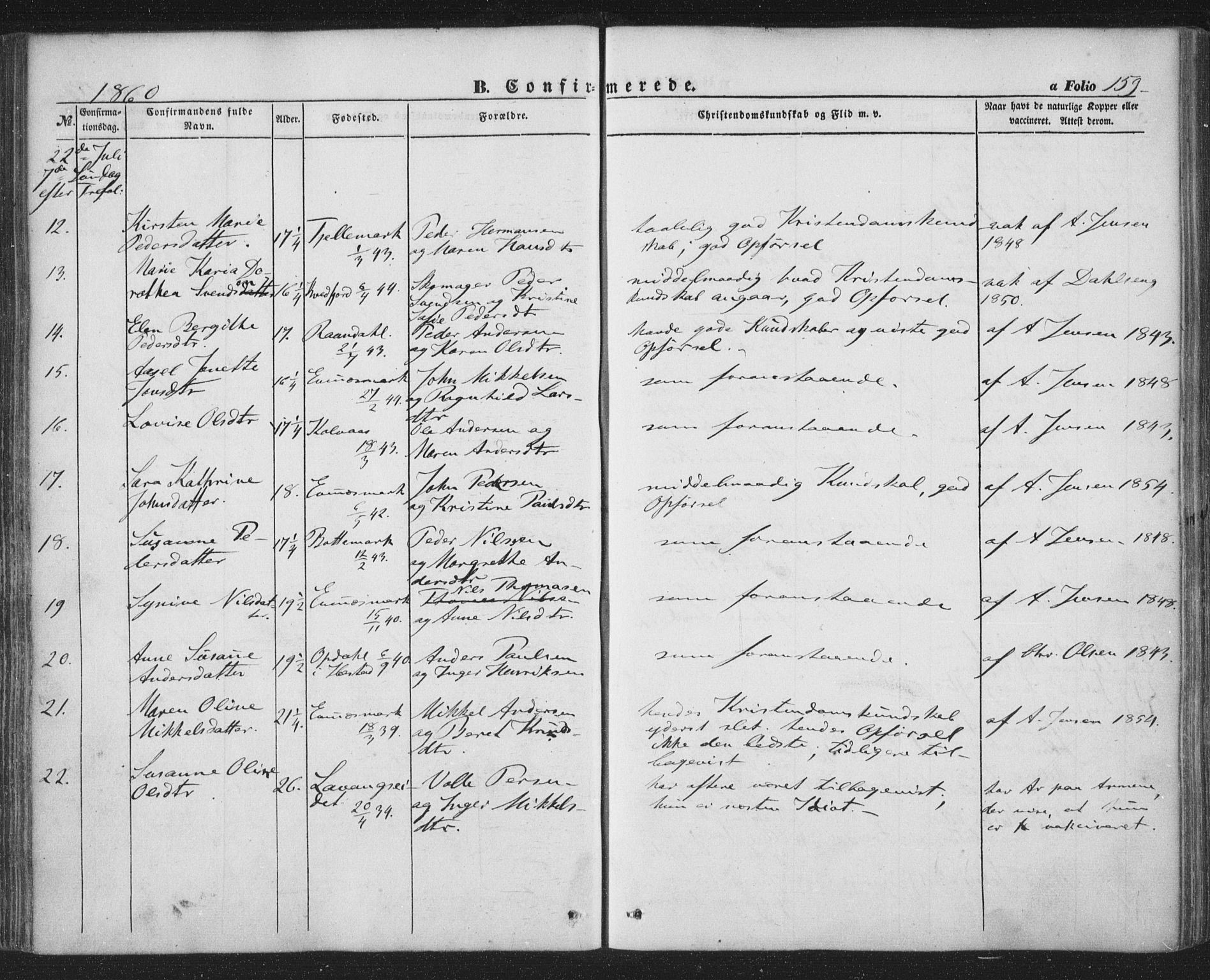 Ministerialprotokoller, klokkerbøker og fødselsregistre - Nordland, AV/SAT-A-1459/863/L0895: Parish register (official) no. 863A07, 1851-1860, p. 159