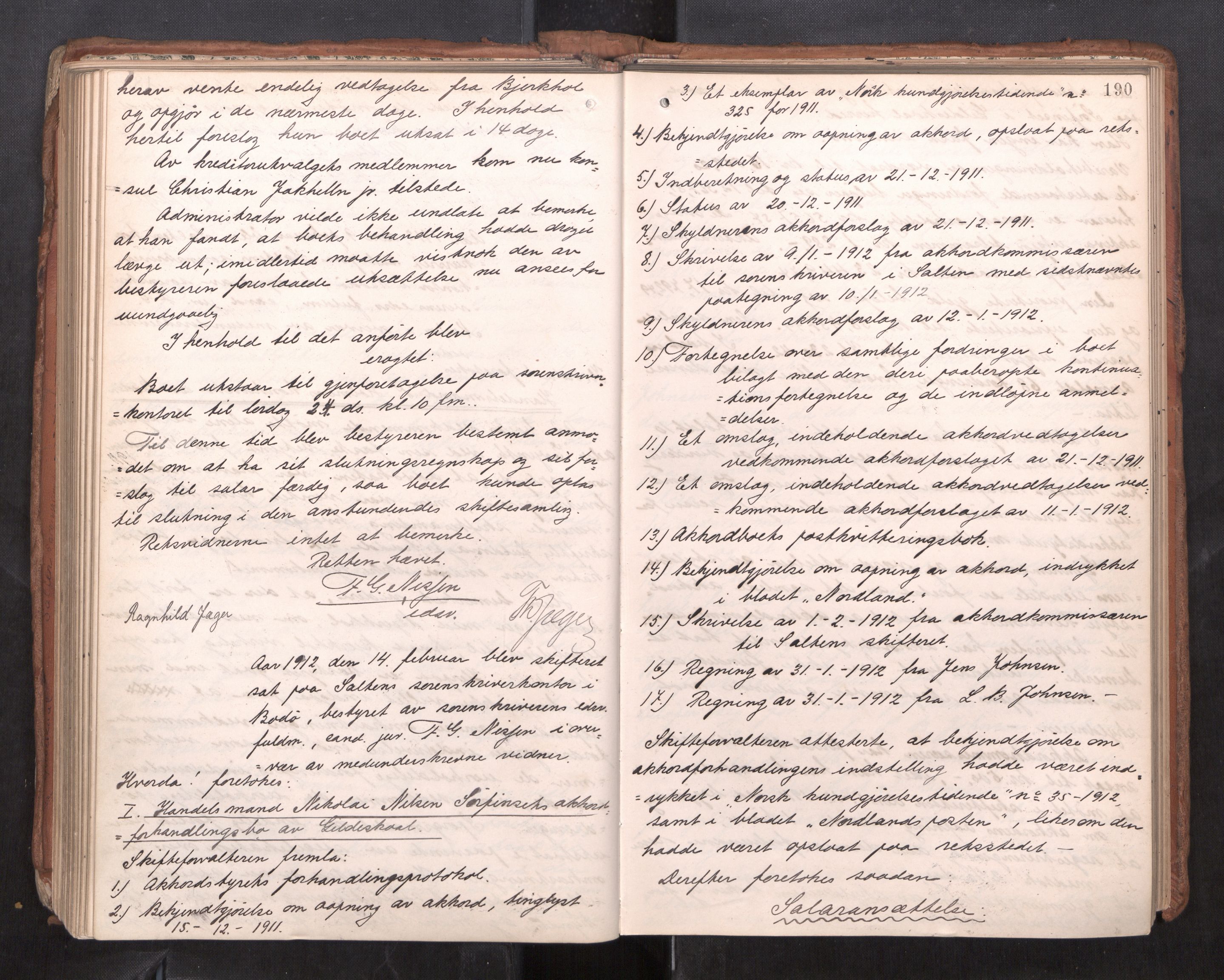 Salten sorenskriveri, AV/SAT-A-4578/1/3/3B/L0012: Skiftebehandlingsprotokoll, 1910-1915, p. 190