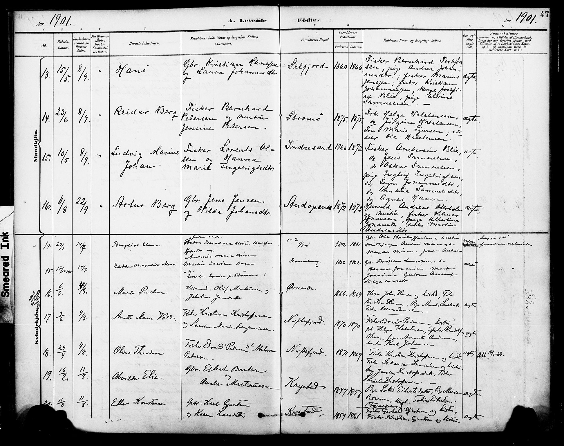 Ministerialprotokoller, klokkerbøker og fødselsregistre - Nordland, AV/SAT-A-1459/885/L1205: Parish register (official) no. 885A06, 1892-1905, p. 47