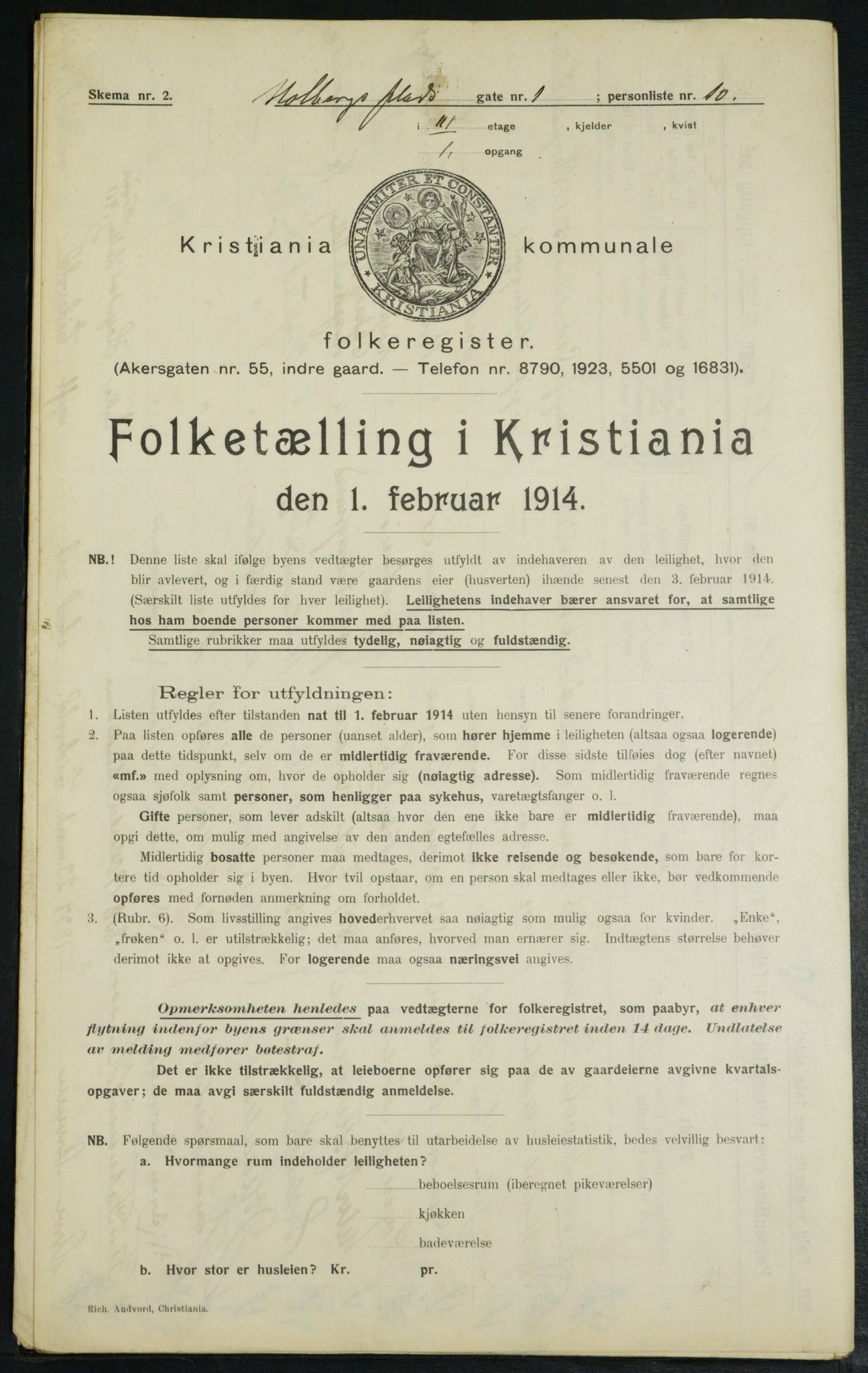 OBA, Municipal Census 1914 for Kristiania, 1914, p. 40592