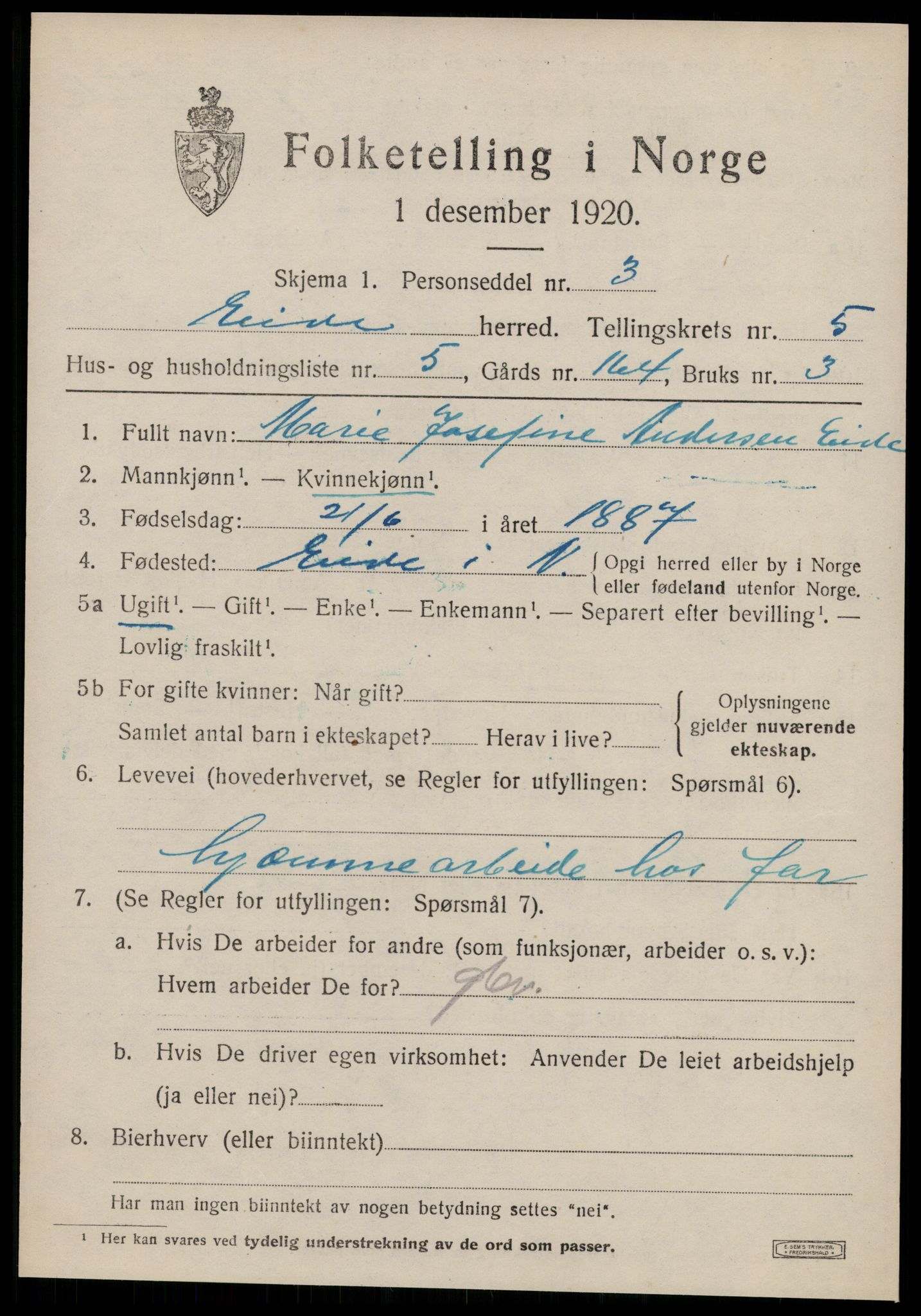 SAT, 1920 census for Eid (MR), 1920, p. 2290