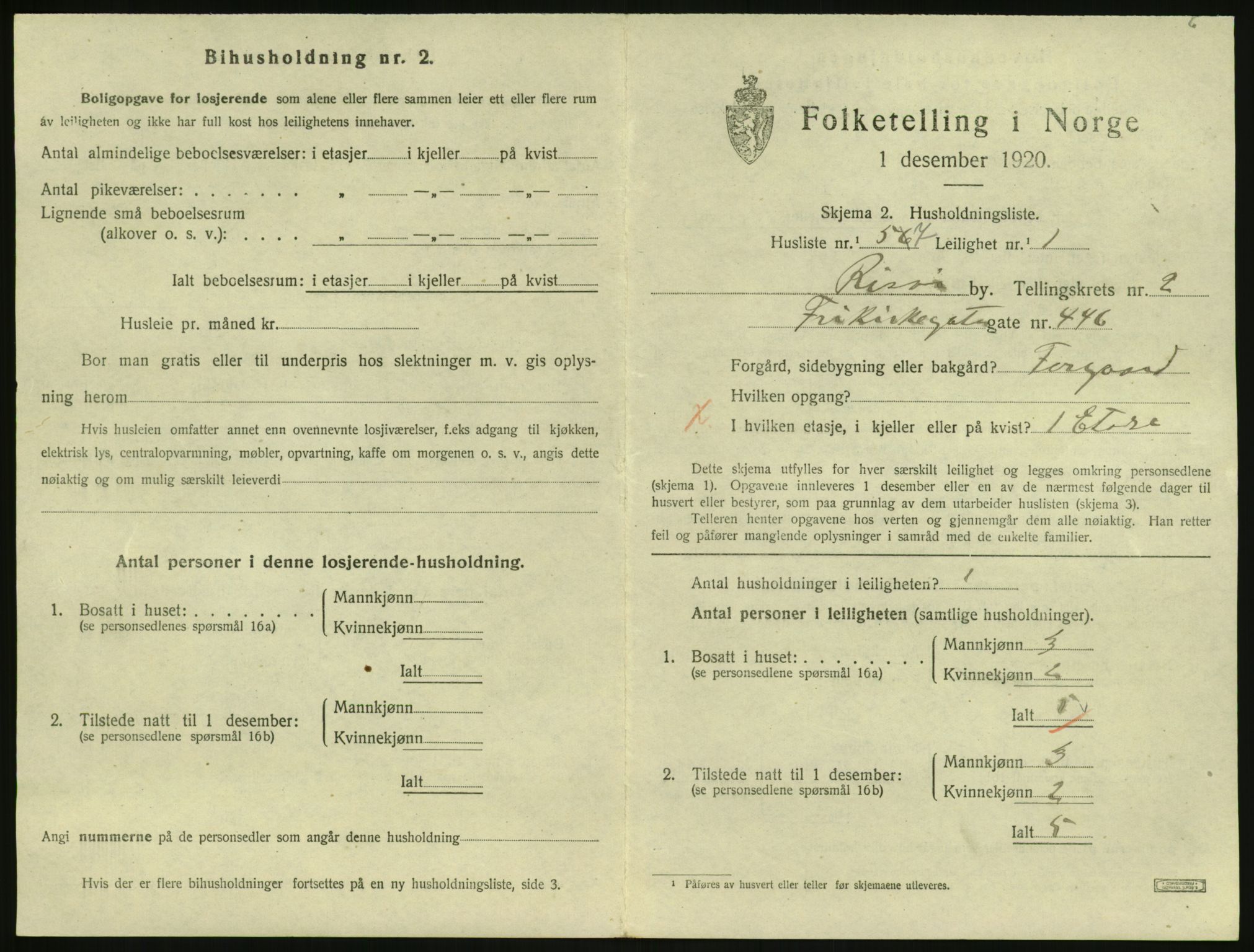 SAK, 1920 census for Risør, 1920, p. 2119