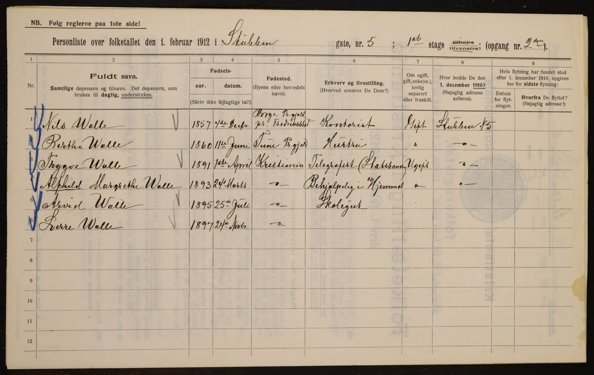 OBA, Municipal Census 1912 for Kristiania, 1912, p. 104519