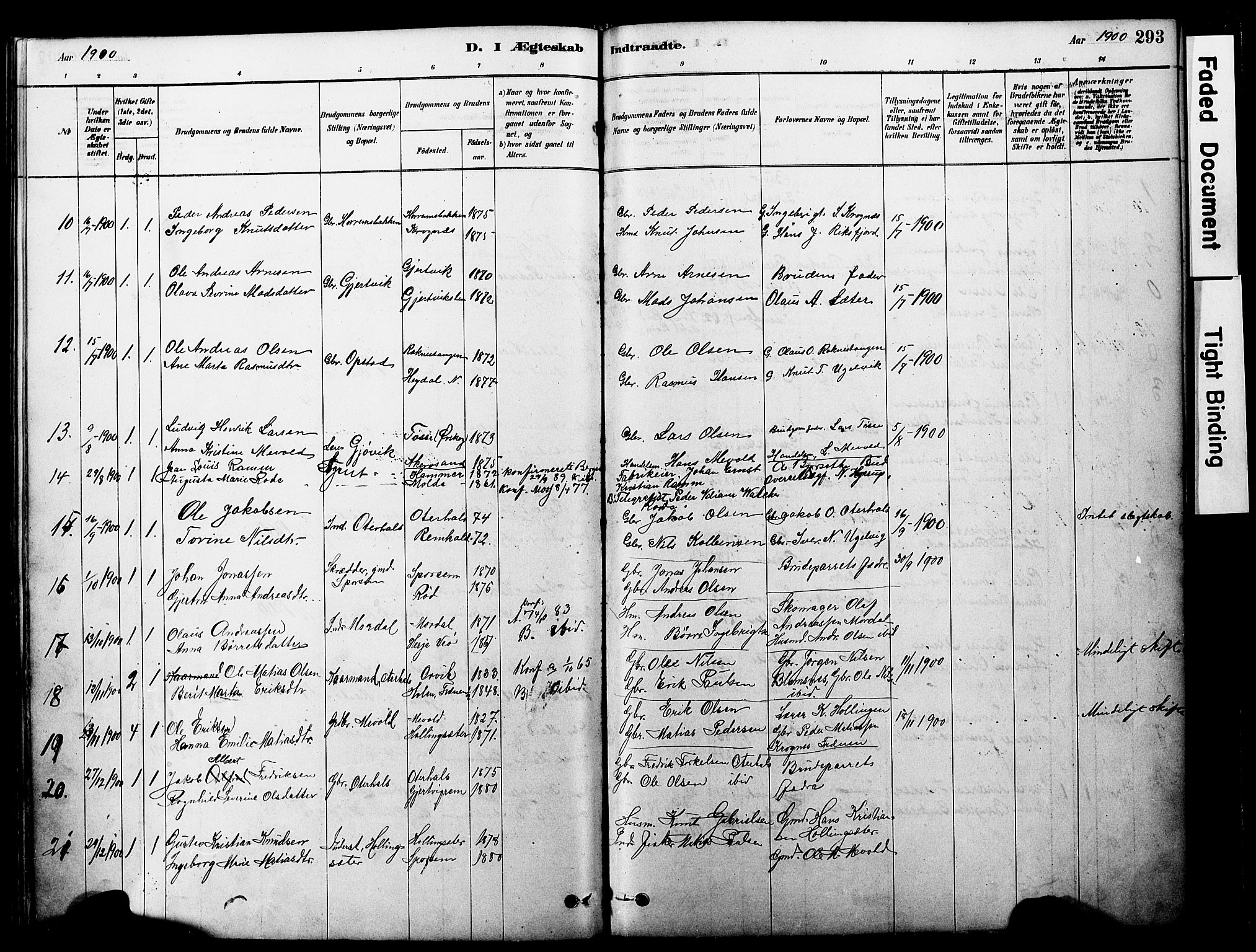 Ministerialprotokoller, klokkerbøker og fødselsregistre - Møre og Romsdal, SAT/A-1454/560/L0721: Parish register (official) no. 560A05, 1878-1917, p. 293