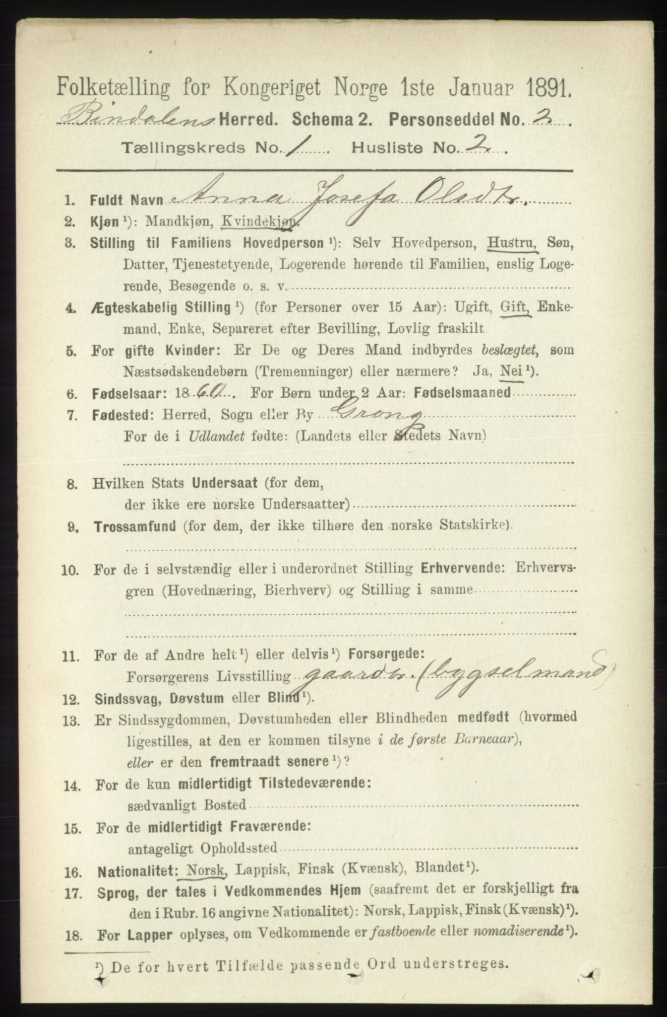 RA, 1891 census for 1811 Bindal, 1891, p. 65