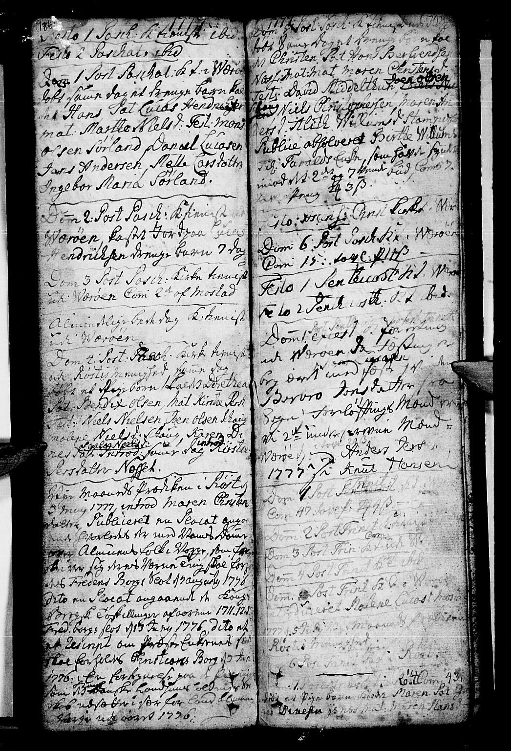 Ministerialprotokoller, klokkerbøker og fødselsregistre - Nordland, AV/SAT-A-1459/807/L0118: Parish register (official) no. 807A01, 1752-1798, p. 186-187