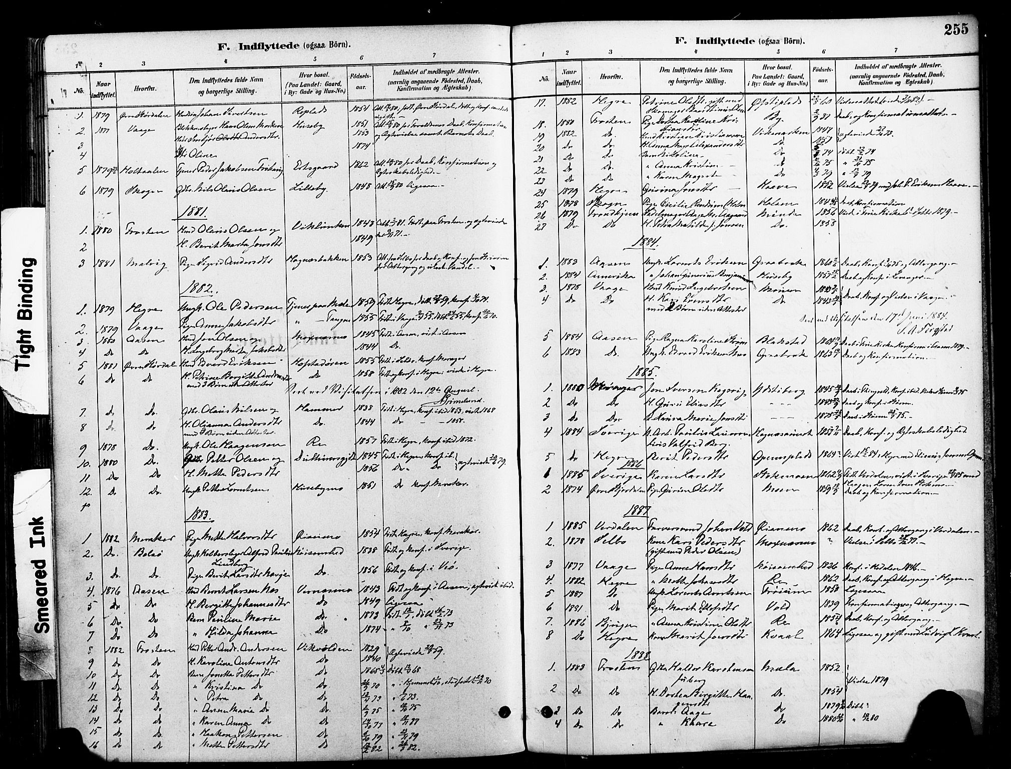 Ministerialprotokoller, klokkerbøker og fødselsregistre - Nord-Trøndelag, SAT/A-1458/709/L0077: Parish register (official) no. 709A17, 1880-1895, p. 255