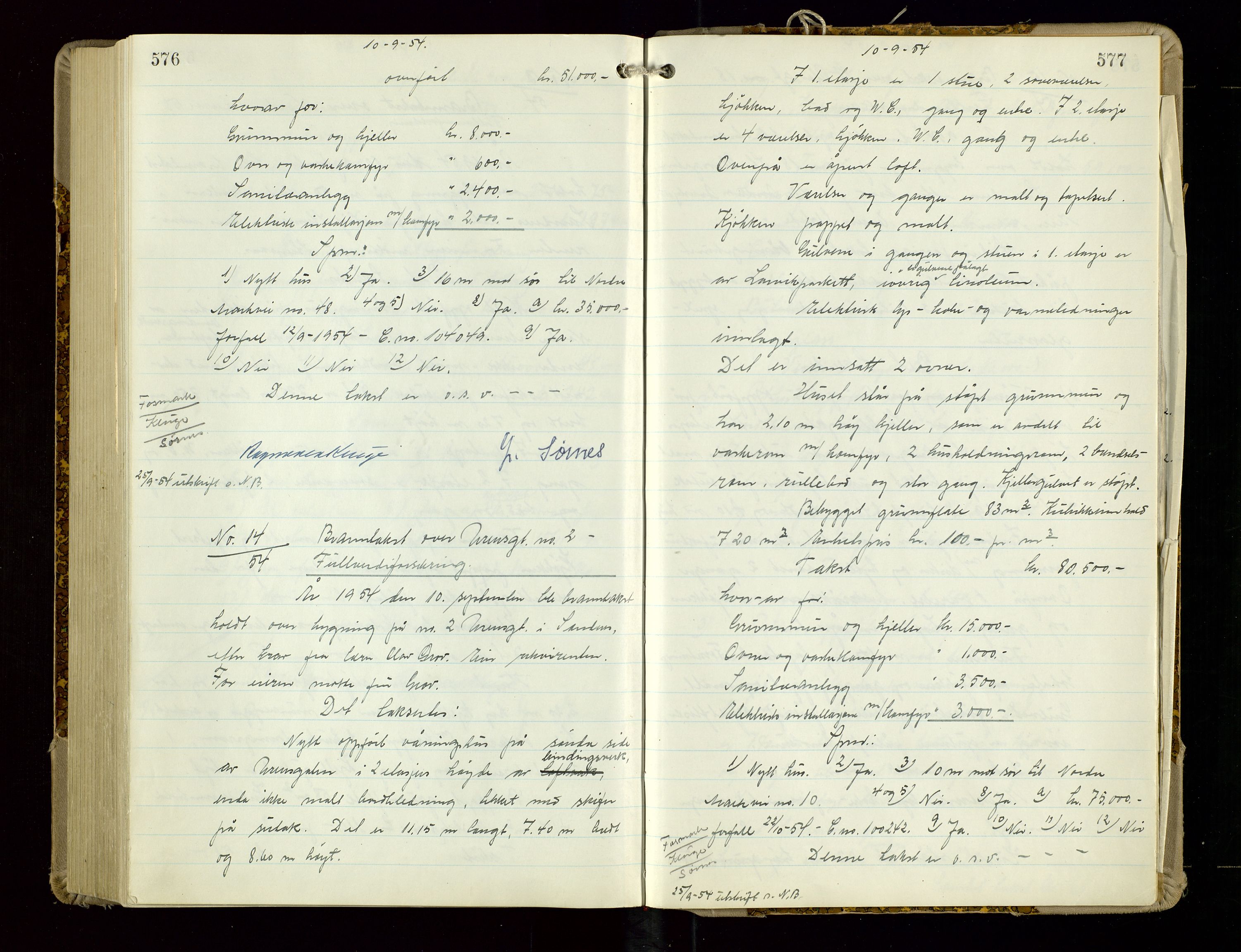 Sandnes lensmannskontor, AV/SAST-A-100167/Goa/L0006: "Brandtakstprotokol", 1943-1954, p. 576-577