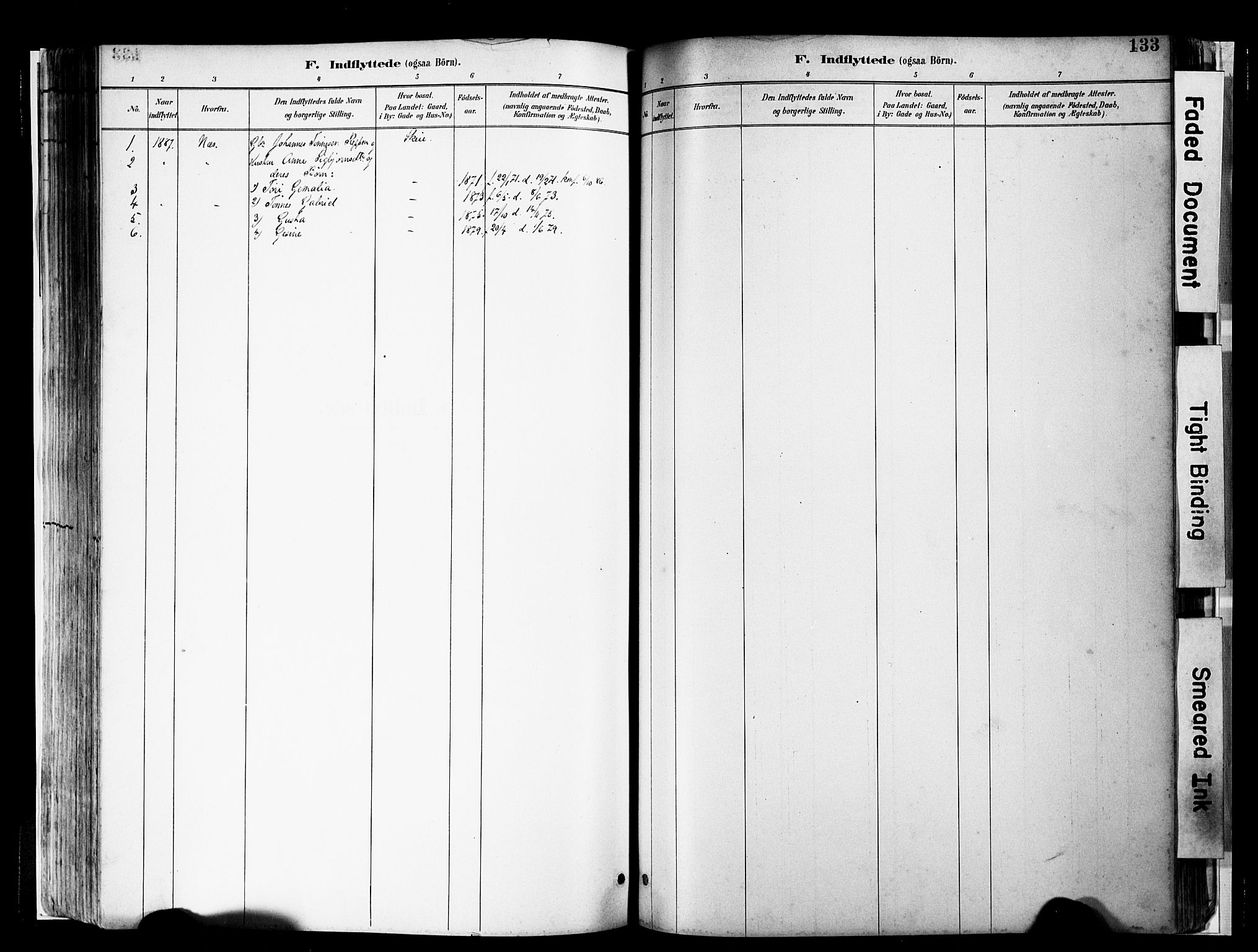 Sirdal sokneprestkontor, AV/SAK-1111-0036/F/Fa/Faa/L0001: Parish register (official) no. A 1, 1887-1910, p. 133