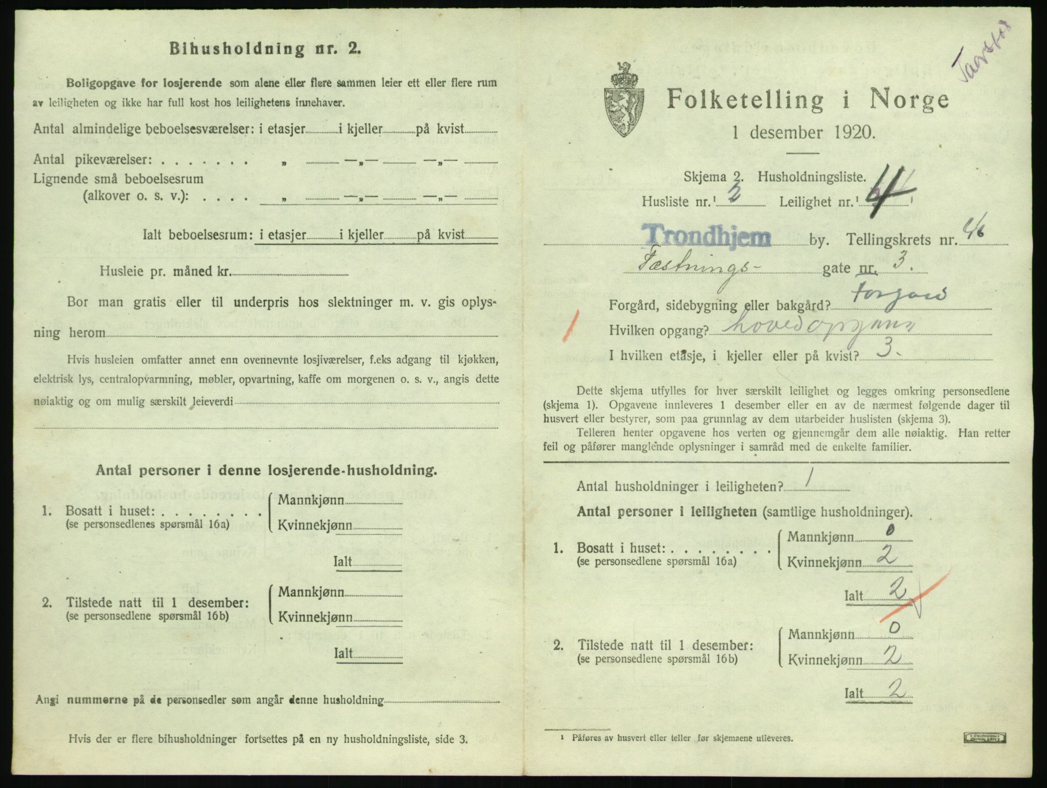 SAT, 1920 census for Trondheim, 1920, p. 22118