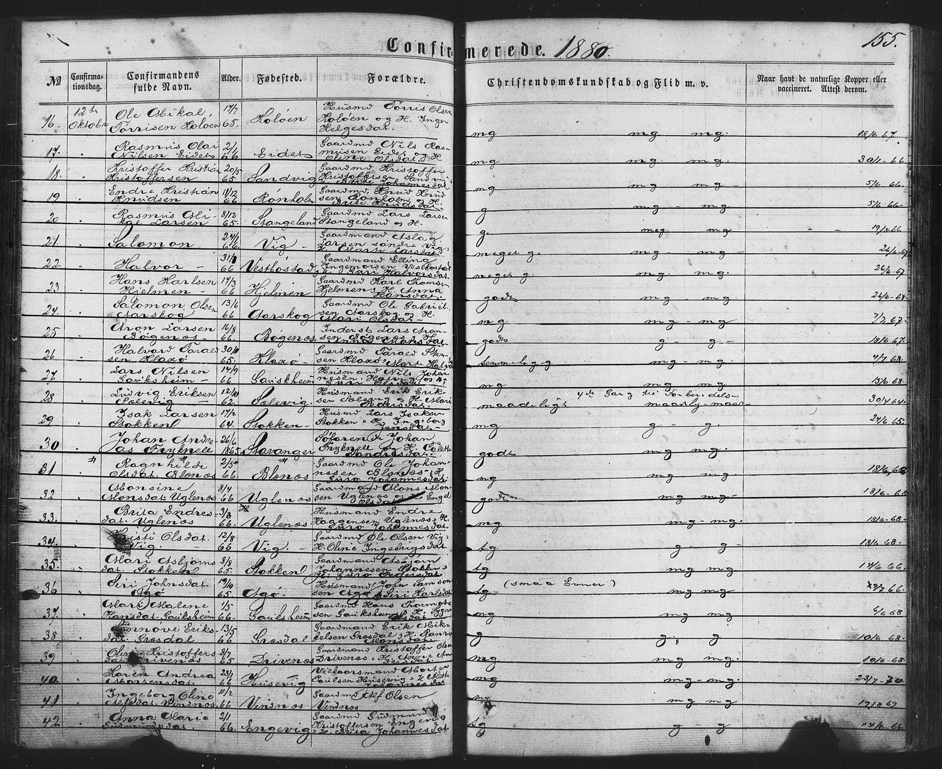 Fitjar sokneprestembete, AV/SAB-A-99926: Parish register (official) no. A 1, 1862-1881, p. 155