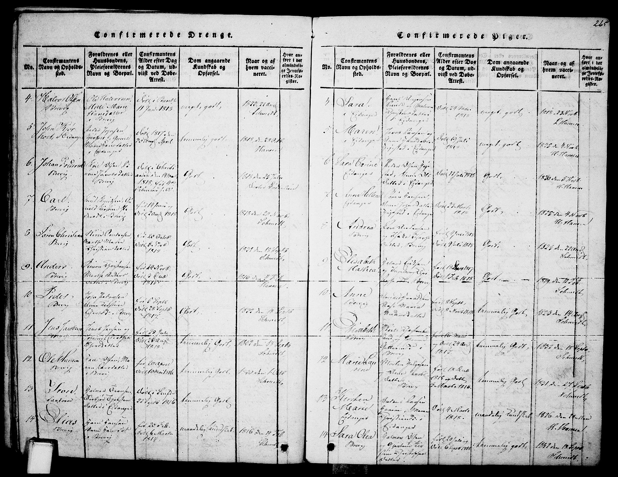 Brevik kirkebøker, SAKO/A-255/F/Fa/L0004: Parish register (official) no. 4, 1814-1846, p. 265