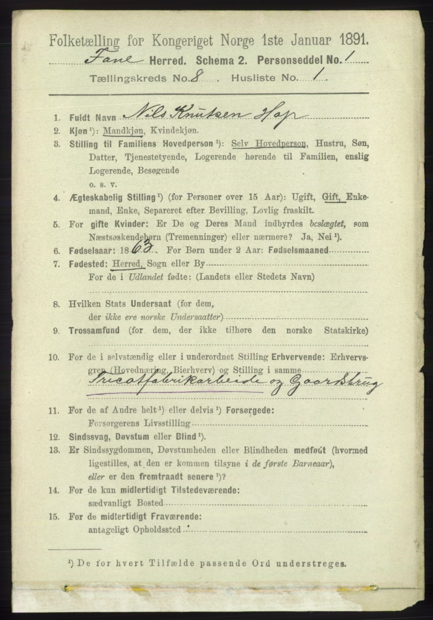 RA, 1891 census for 1249 Fana, 1891, p. 3473