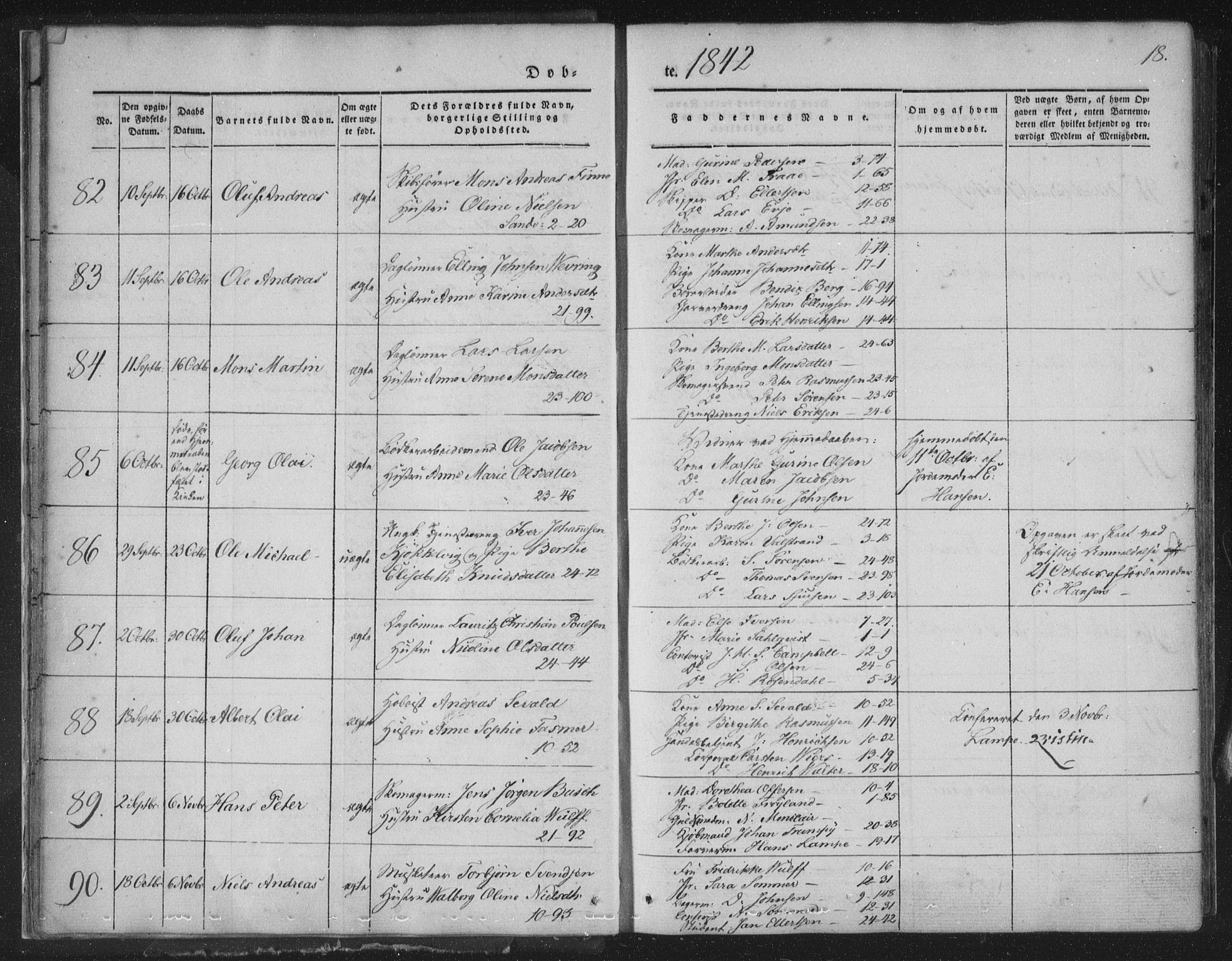 Korskirken sokneprestembete, SAB/A-76101/H/Haa/L0016: Parish register (official) no. B 2, 1841-1851, p. 18