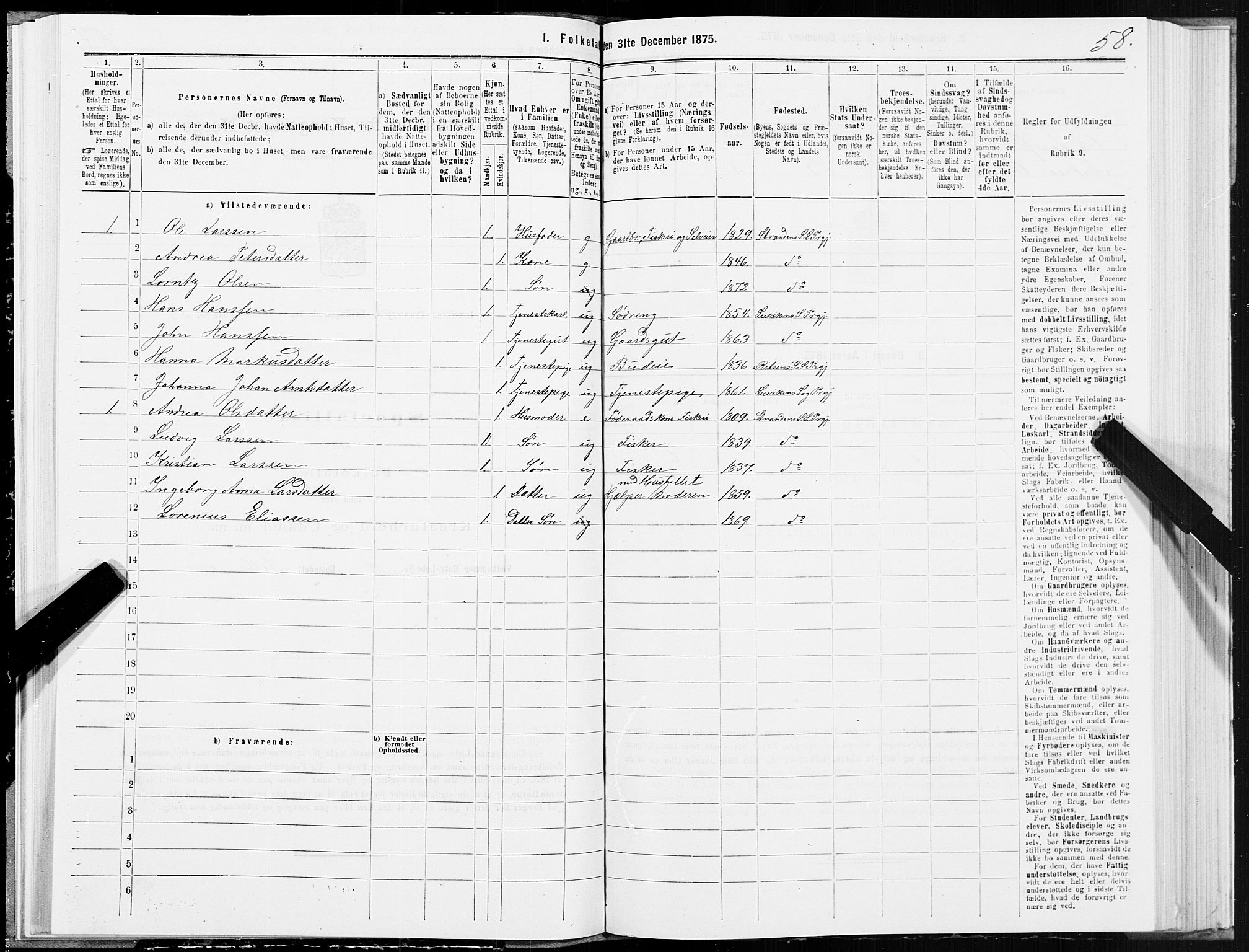 SAT, 1875 census for 1718P Leksvik, 1875, p. 3058