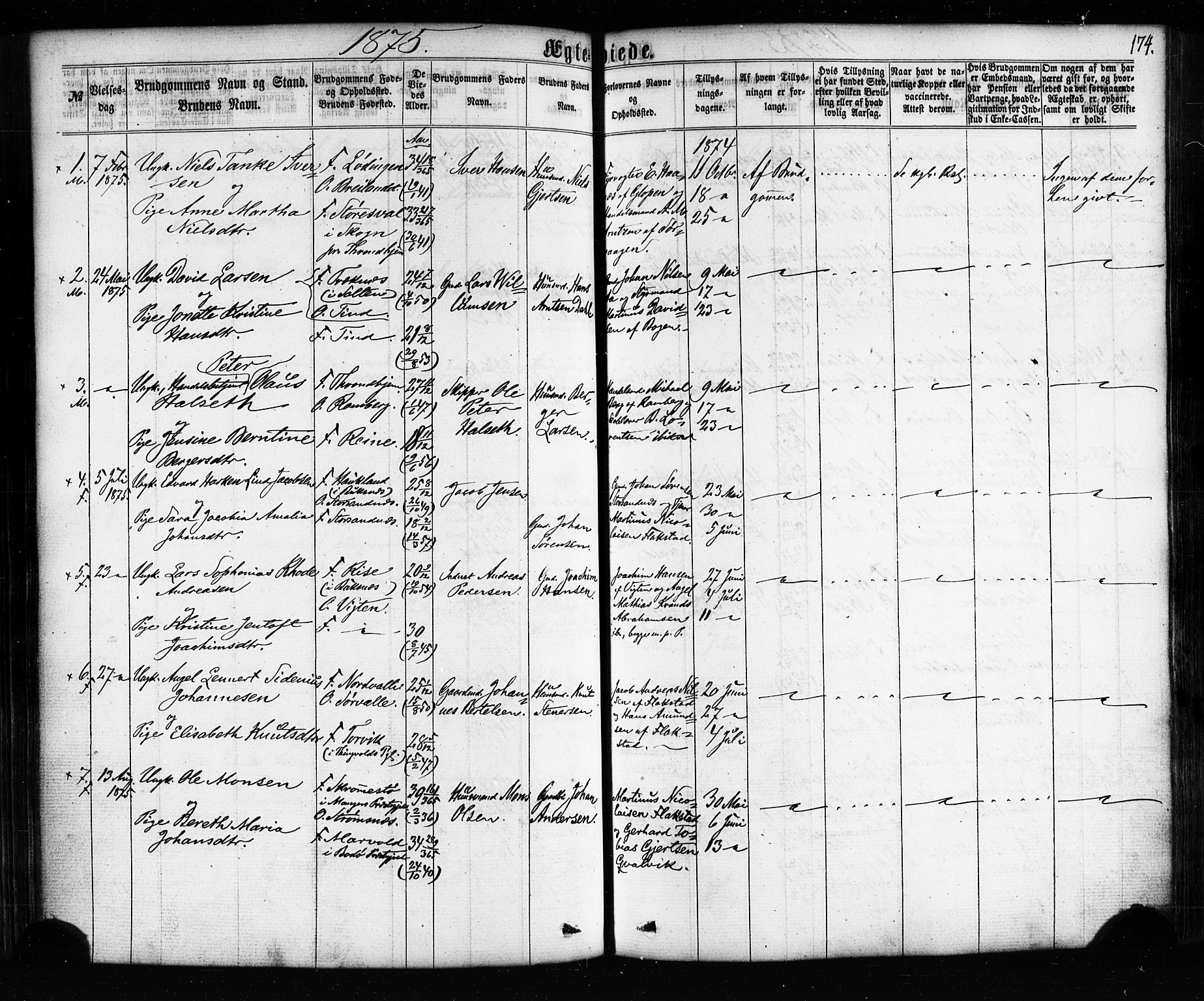Ministerialprotokoller, klokkerbøker og fødselsregistre - Nordland, SAT/A-1459/885/L1203: Parish register (official) no. 885A04, 1859-1877, p. 174
