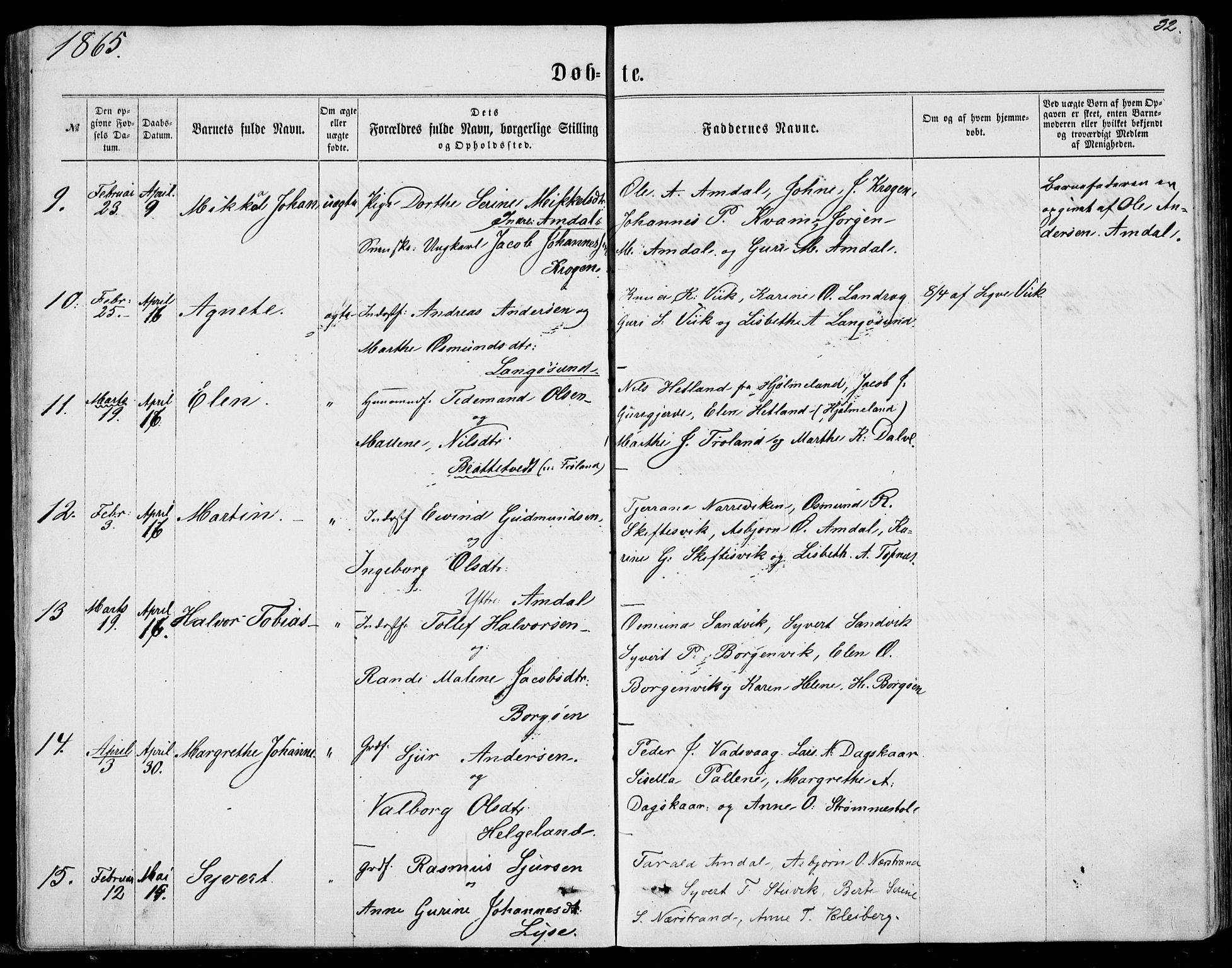 Nedstrand sokneprestkontor, SAST/A-101841/01/IV: Parish register (official) no. A 9, 1861-1876, p. 32