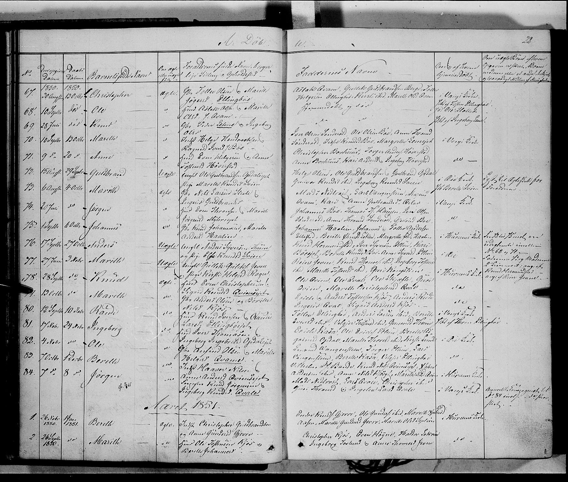 Vang prestekontor, Valdres, SAH/PREST-140/H/Ha/L0006: Parish register (official) no. 6, 1846-1864, p. 22