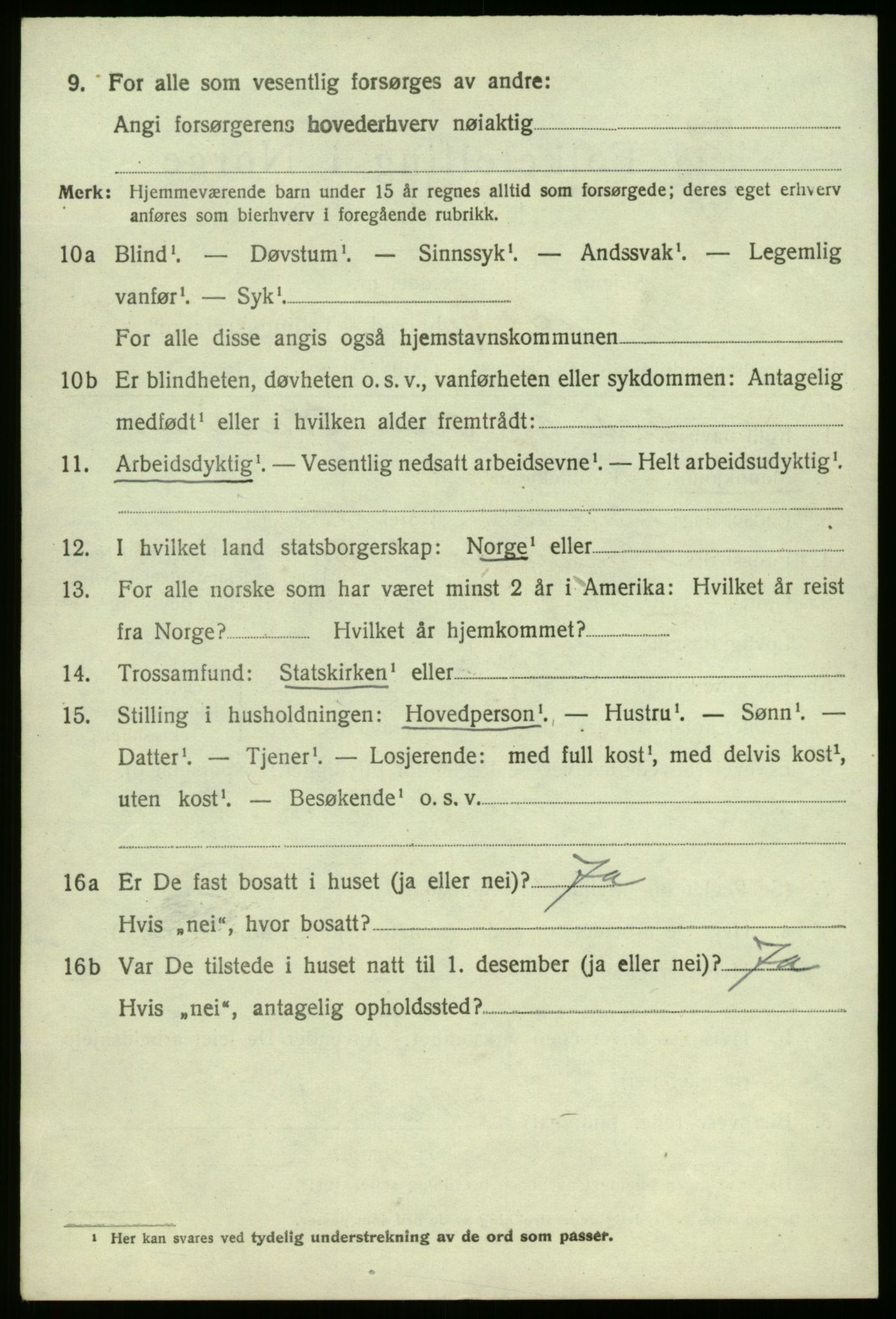 SAB, 1920 census for Hyllestad, 1920, p. 899