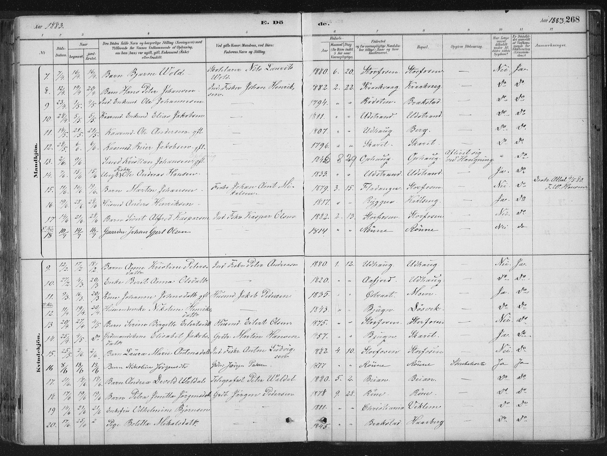 Ministerialprotokoller, klokkerbøker og fødselsregistre - Sør-Trøndelag, AV/SAT-A-1456/659/L0739: Parish register (official) no. 659A09, 1879-1893, p. 268