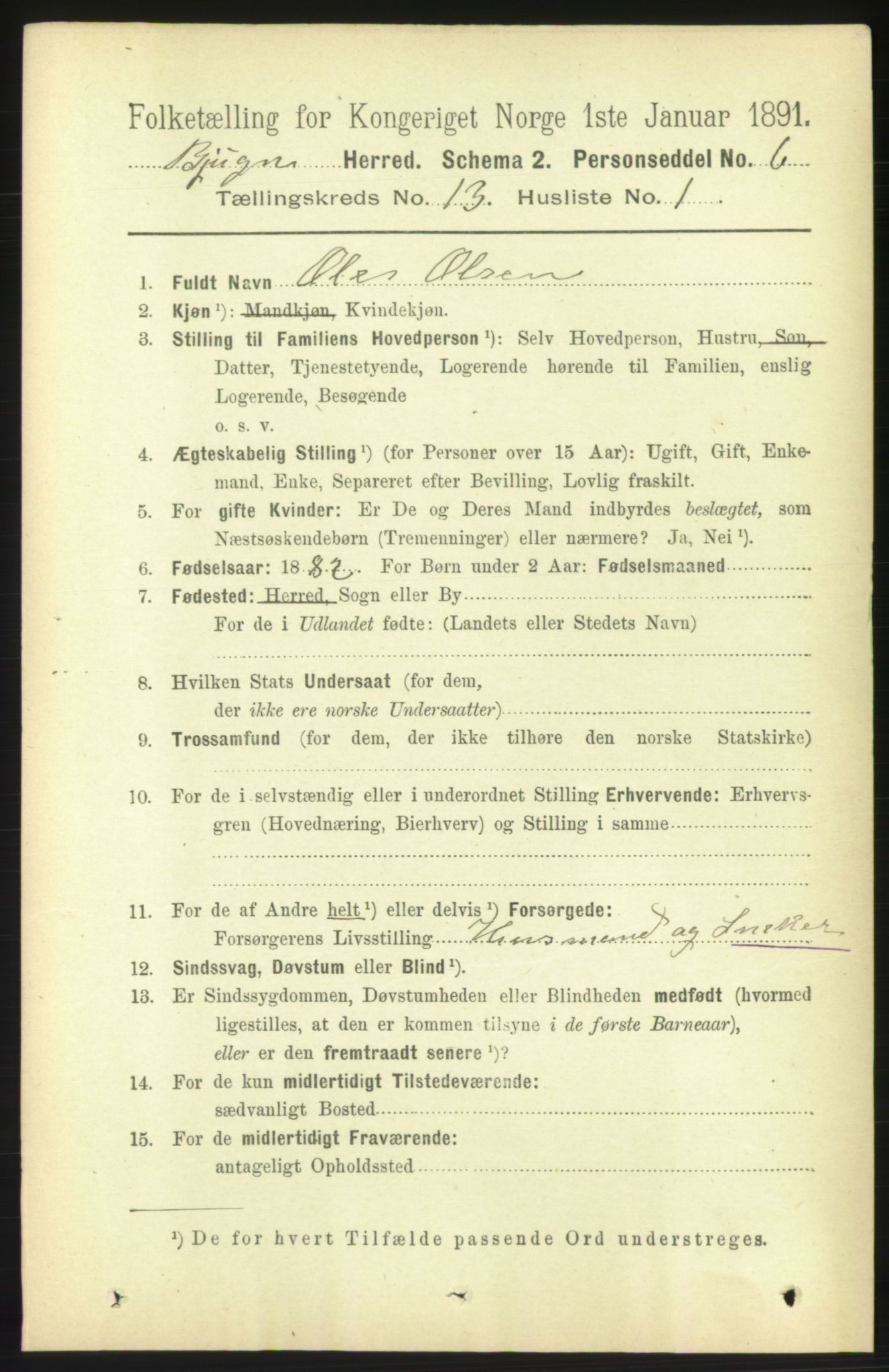 RA, 1891 census for 1627 Bjugn, 1891, p. 3763