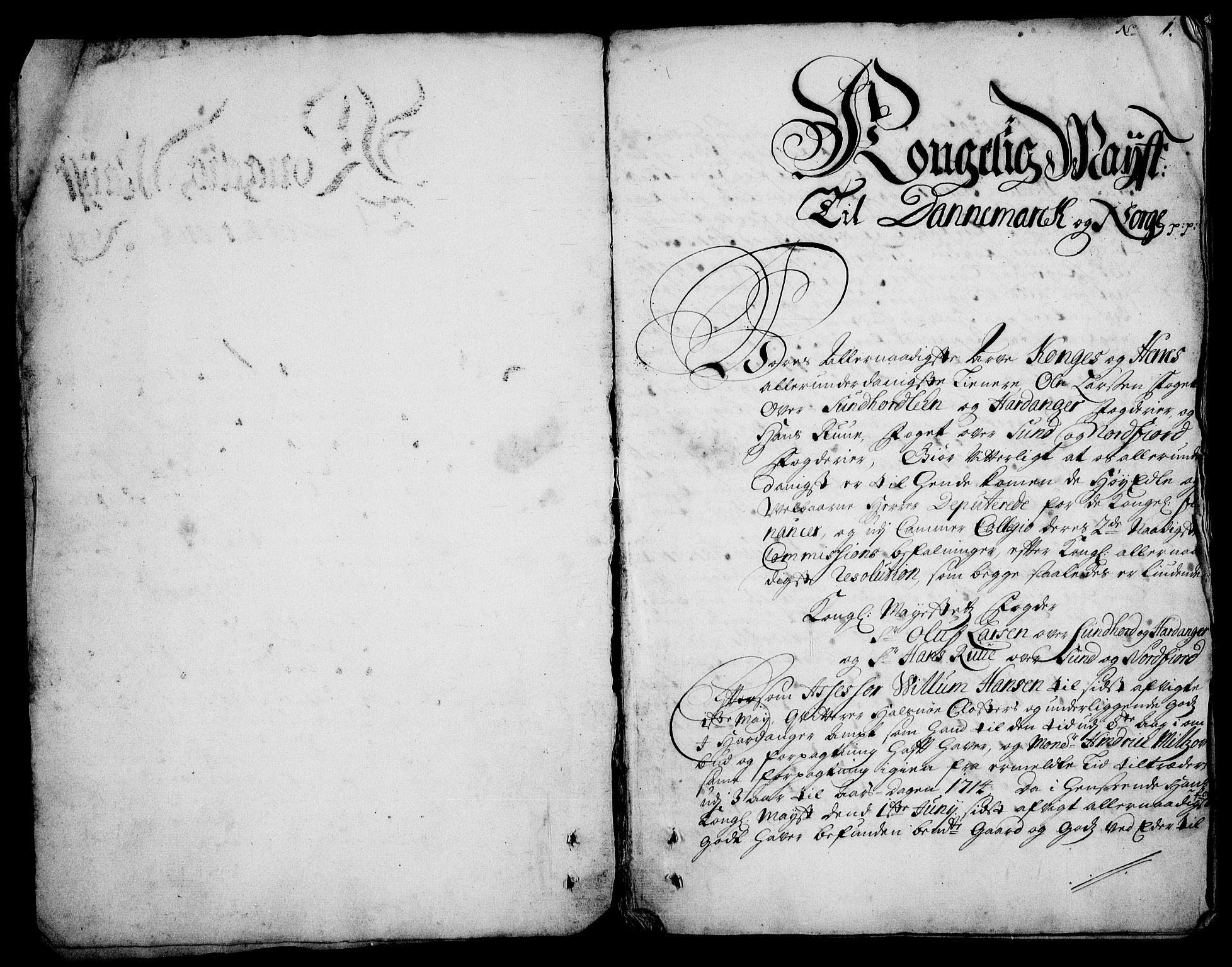 Rentekammeret inntil 1814, Realistisk ordnet avdeling, RA/EA-4070/On/L0003: [Jj 4]: Kommisjonsforretning over Vilhelm Hanssøns forpaktning av Halsnøy klosters gods, 1712-1722, p. 1a