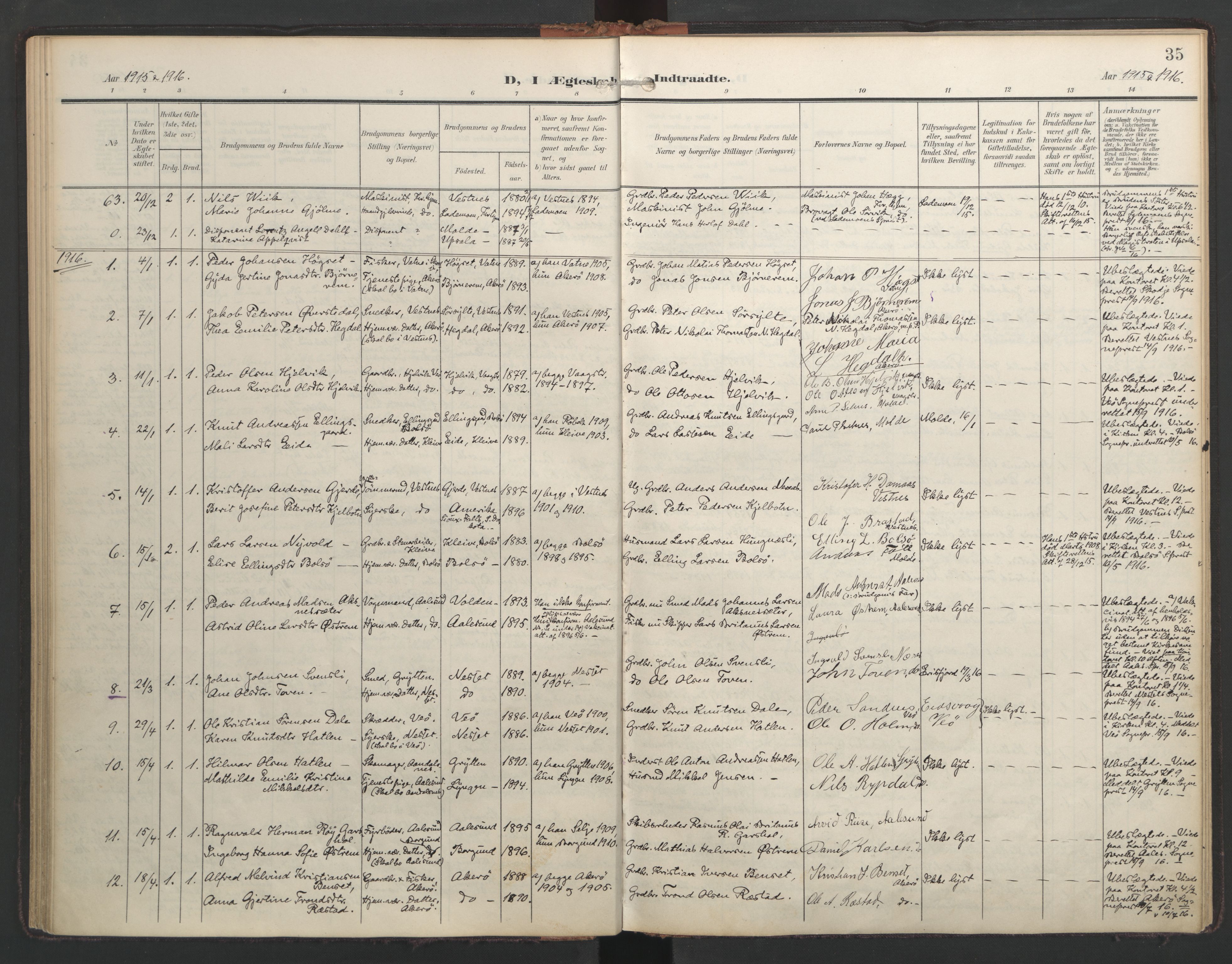 Ministerialprotokoller, klokkerbøker og fødselsregistre - Møre og Romsdal, AV/SAT-A-1454/558/L0694: Parish register (official) no. 558A08, 1907-1922, p. 35