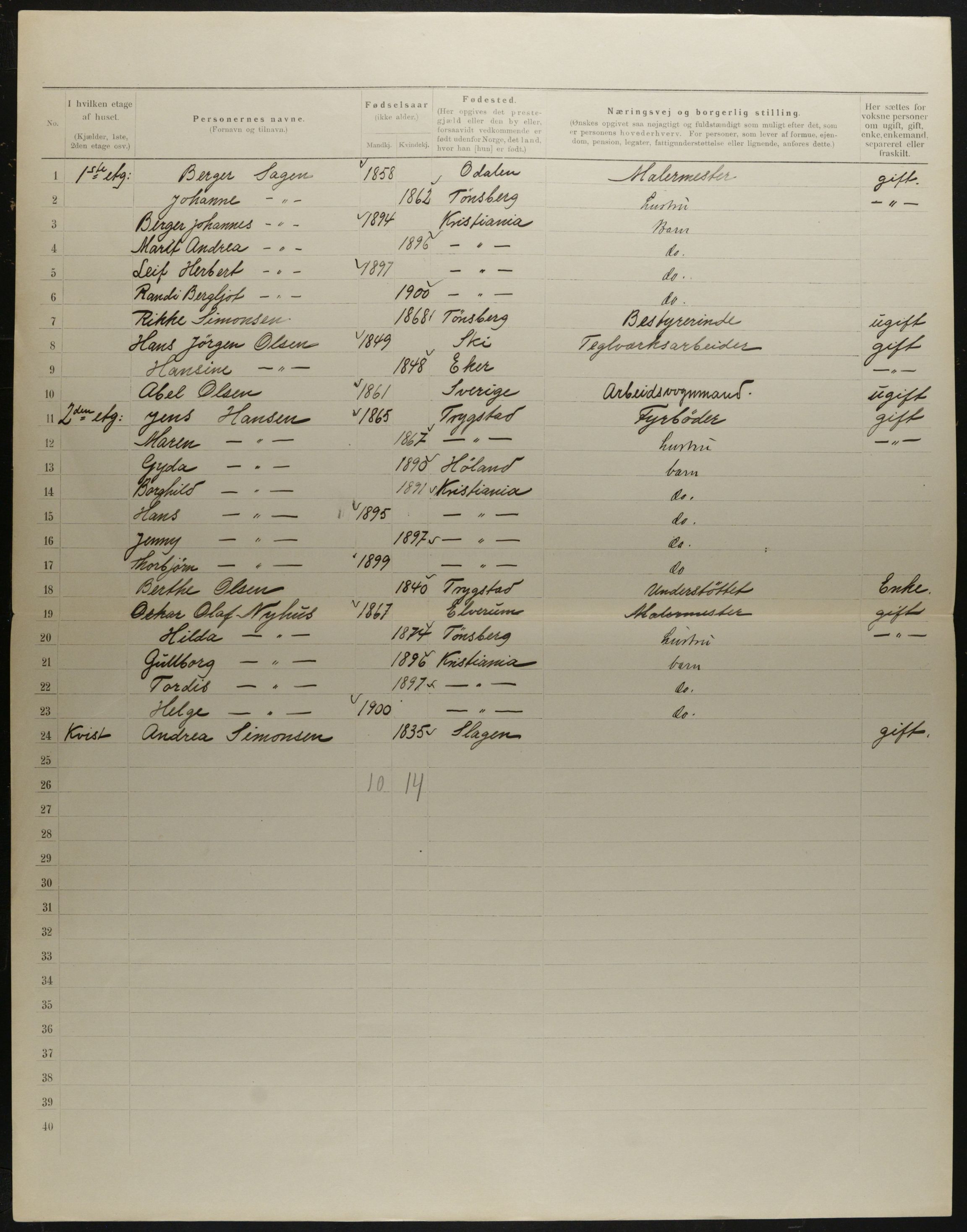 OBA, Municipal Census 1901 for Kristiania, 1901, p. 3708