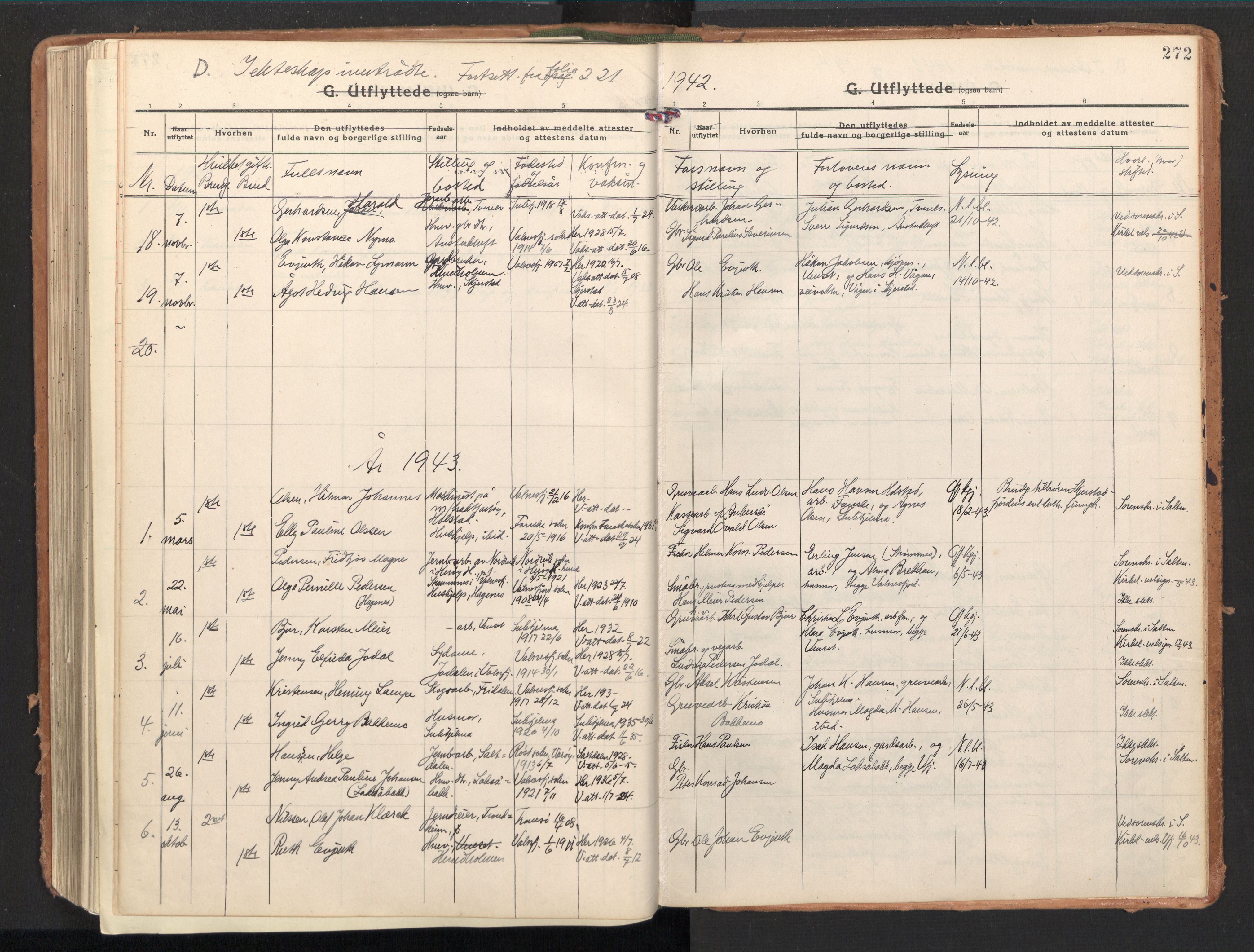 Ministerialprotokoller, klokkerbøker og fødselsregistre - Nordland, SAT/A-1459/851/L0725: Parish register (official) no. 851A02, 1922-1944, p. 272