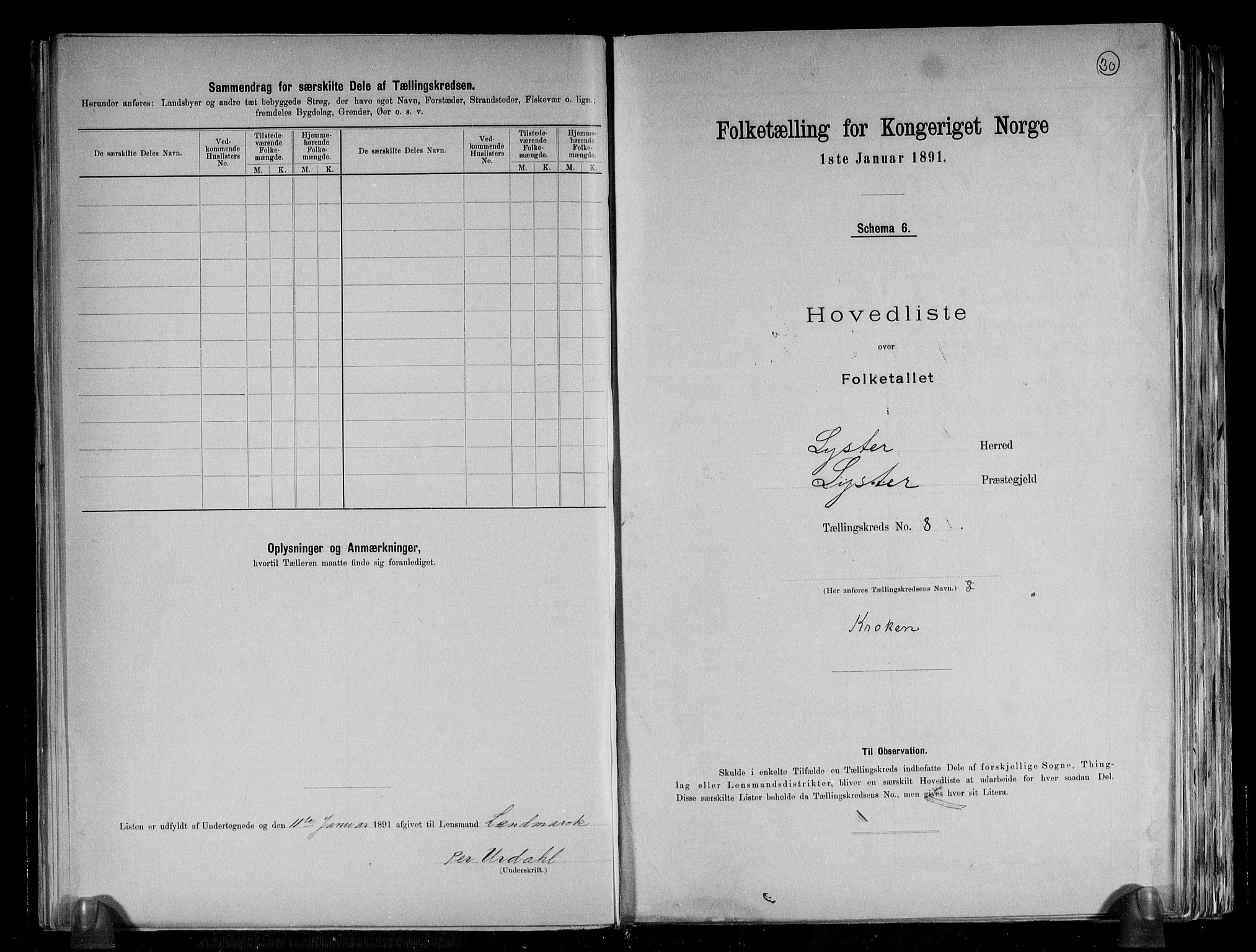 RA, 1891 census for 1426 Luster, 1891, p. 20